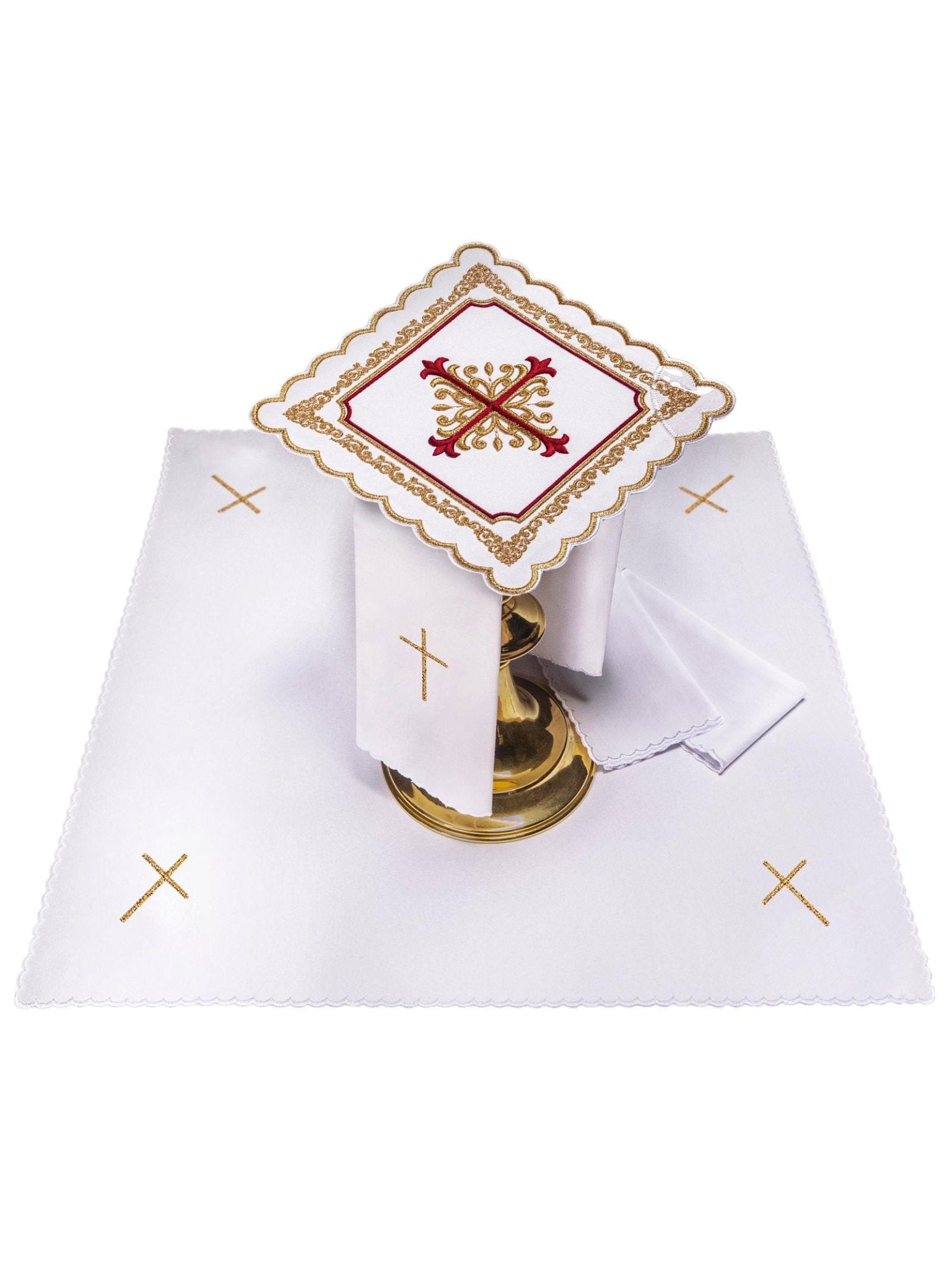Chalice linens set with gold - and - red embroidery KK/150 - CHASUBLES.COM