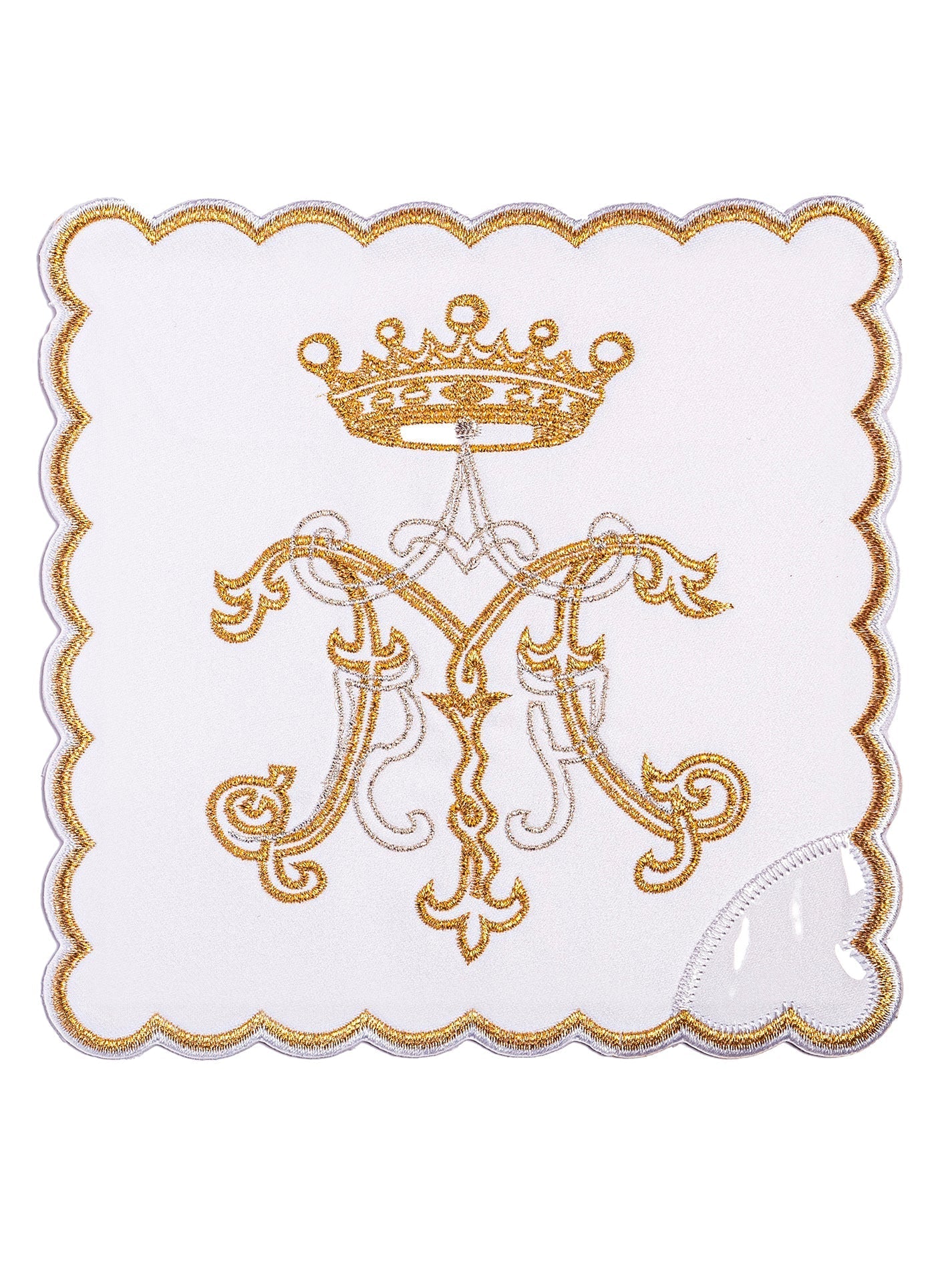 Chalice Linens with gold Marian symbol KK/020 - HAFTINAUSA.COM