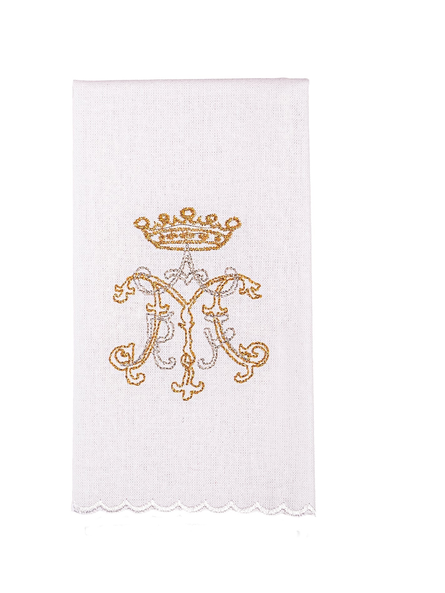 Chalice Linens with gold Marian symbol KK/020 - HAFTINAUSA.COM
