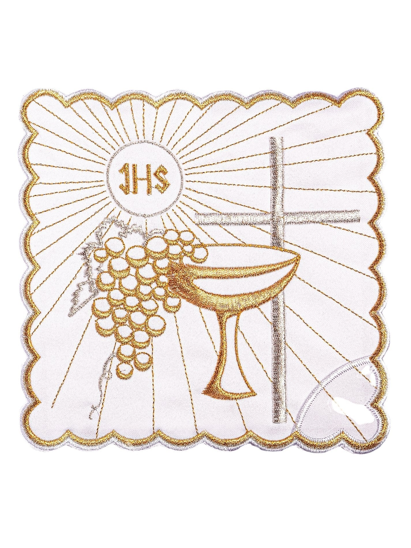 Chalice Linens with Golden Embroidery of Chalice and Cross KK/091 - HAFTINAUSA.COM