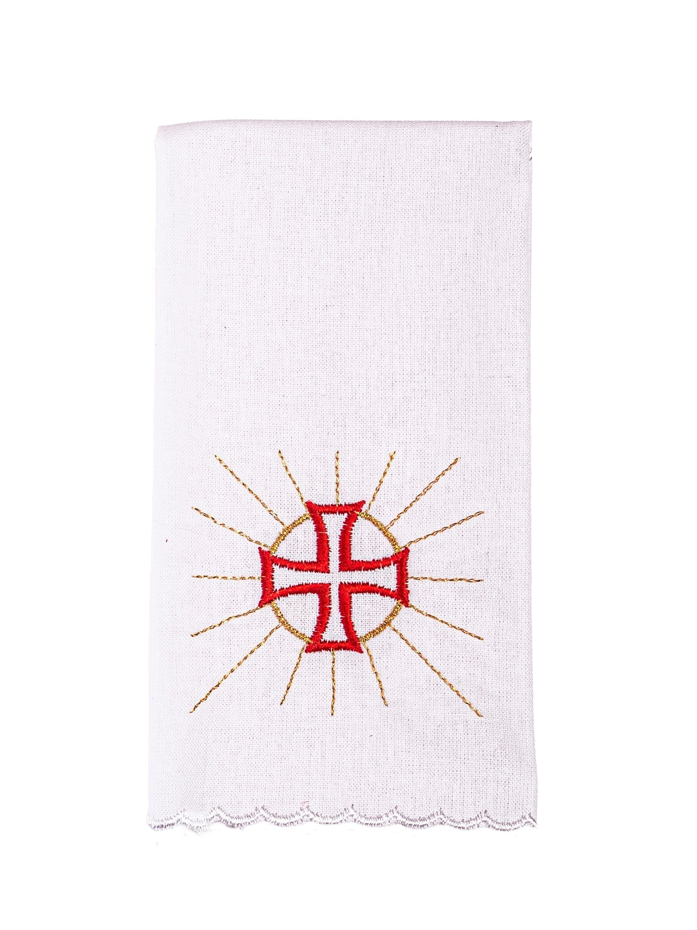 Chalice Linens with red cross, bread and wine motifs KK/050 - HAFTINAUSA.COM