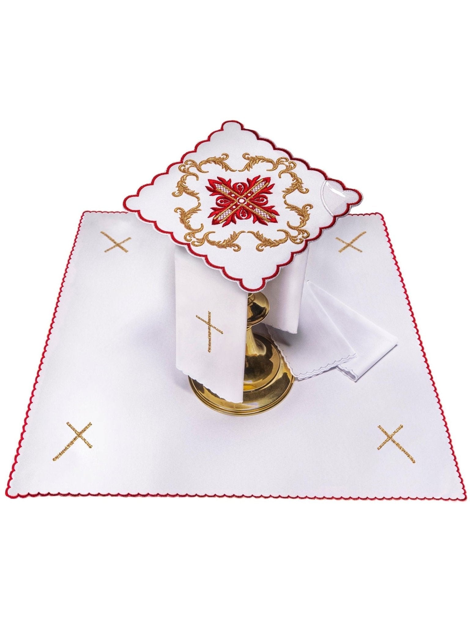 Chalice Linens with red embroidery KK/159/04 BIAŁY - HAFTINAUSA.COM
