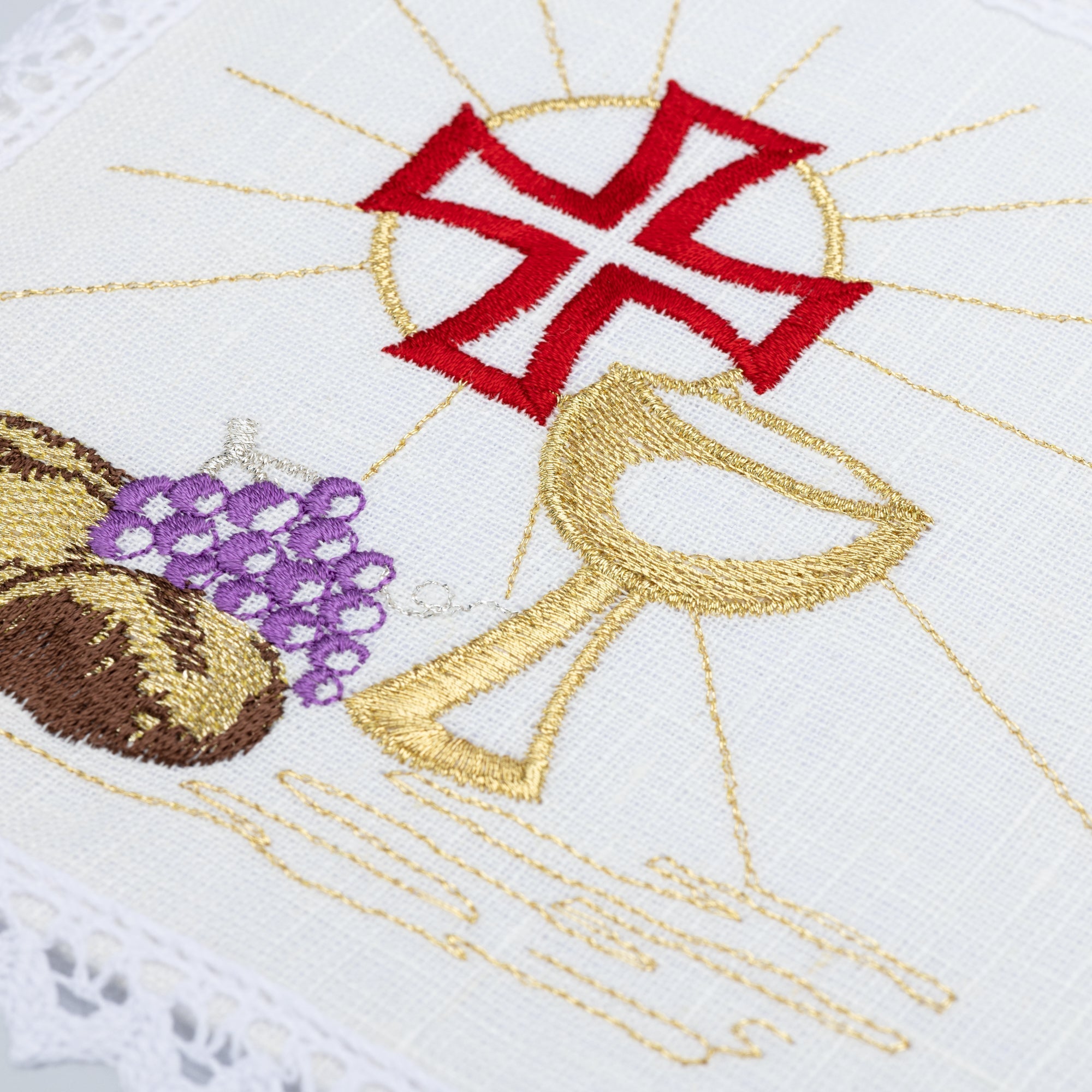 Chalice linens with red embroidery KKL/050/04/LEN - HAFTINAUSA.COM