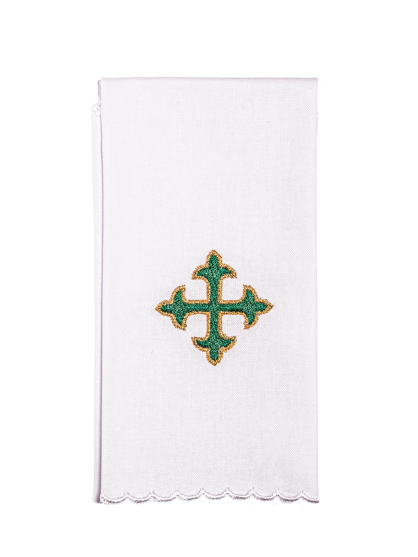 Chalice Linens with small green cross embroidery KK/075/C3 - HAFTINAUSA.COM