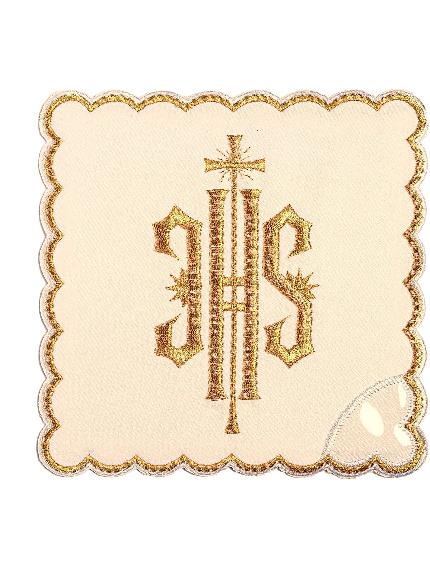 Chalice Set with ecru Pall and dimensional JHS embroidery KK/029/05 - HAFTINAUSA.COM