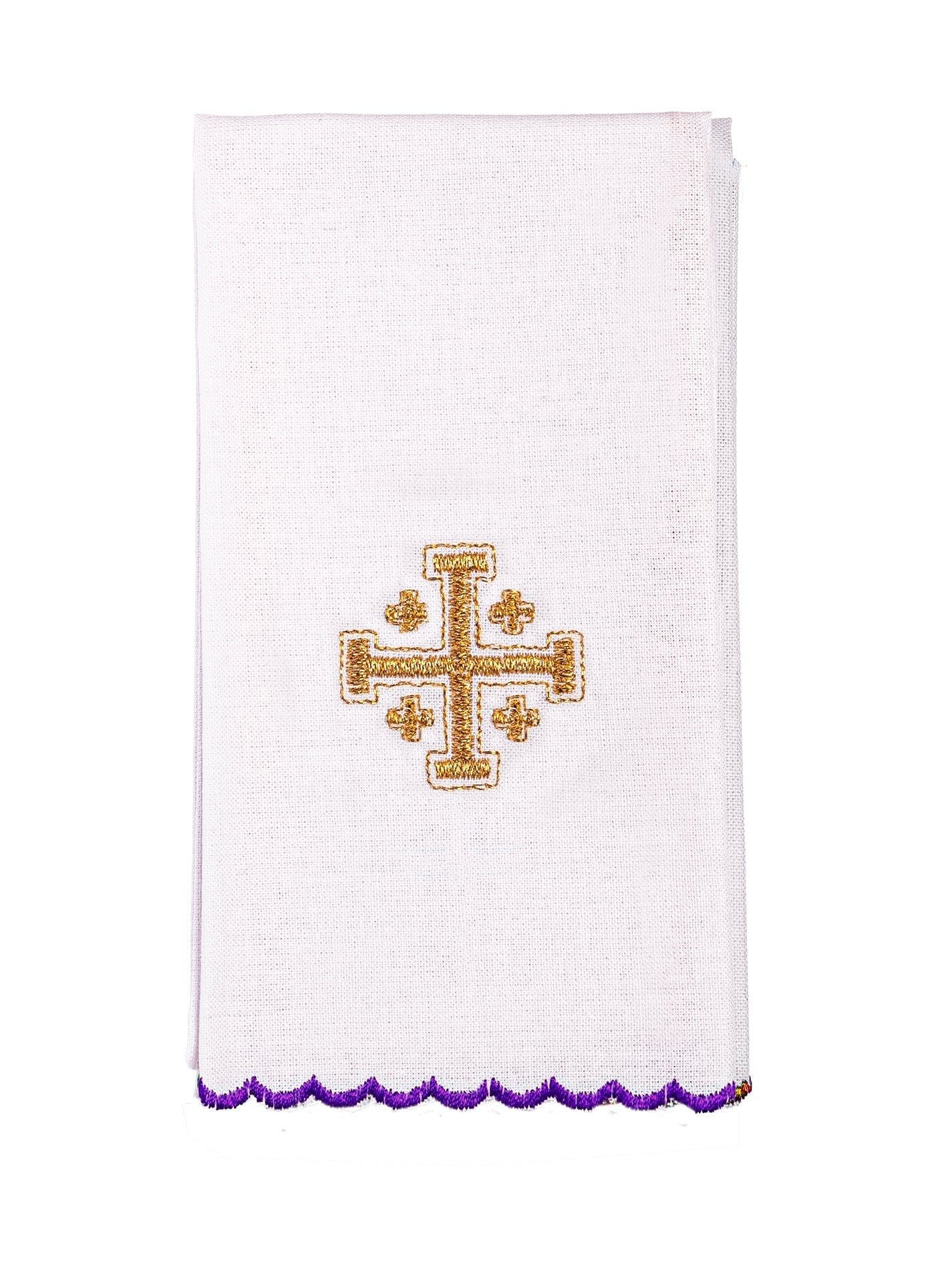 Chalice Set with purple Pall and Jerusalem Cross embroidery KK/030/03 - HAFTINAUSA.COM