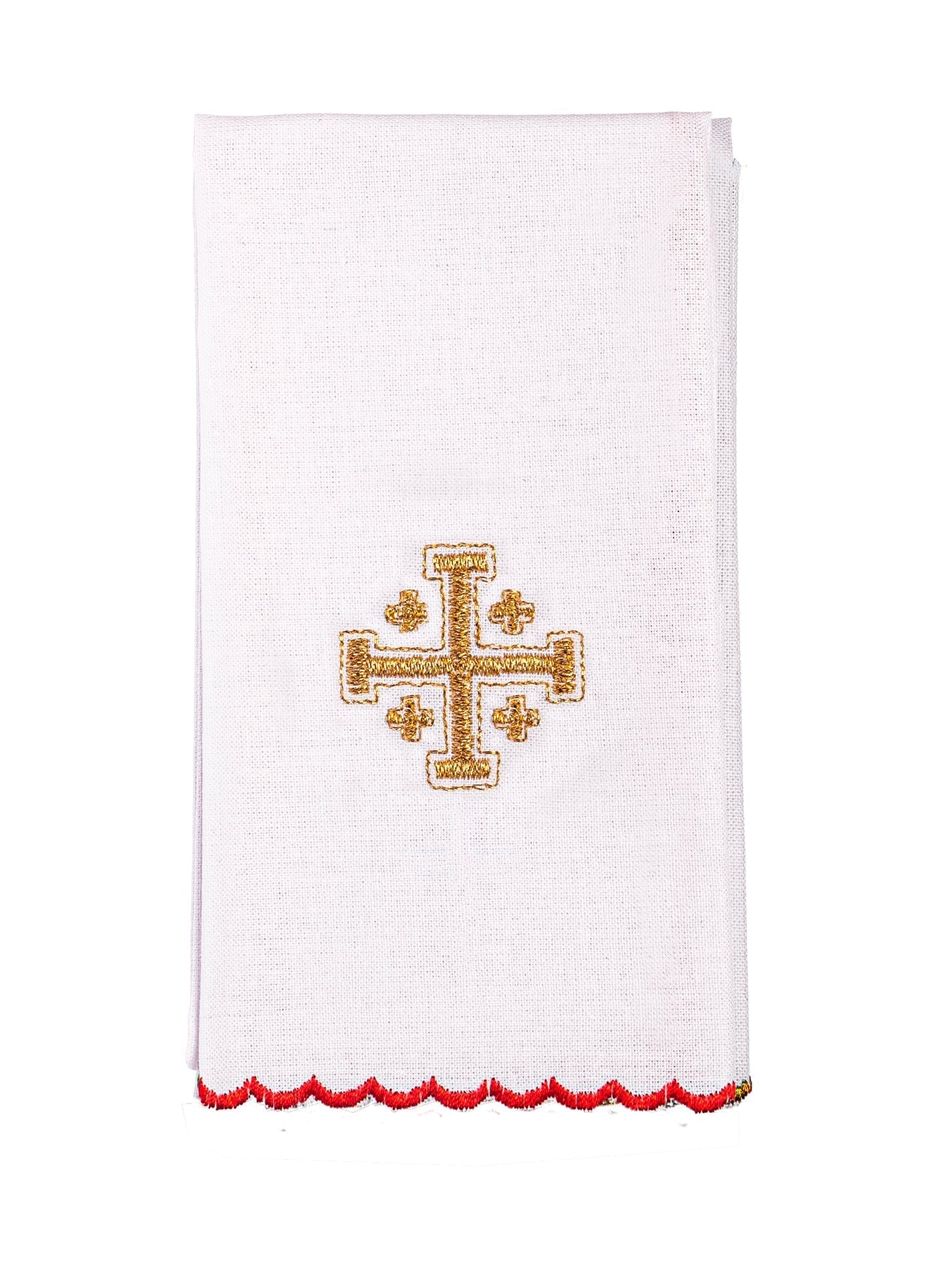 Chalice Set with red Pall and Jerusalem Cross embroidery KK/030/02 - HAFTINAUSA.COM