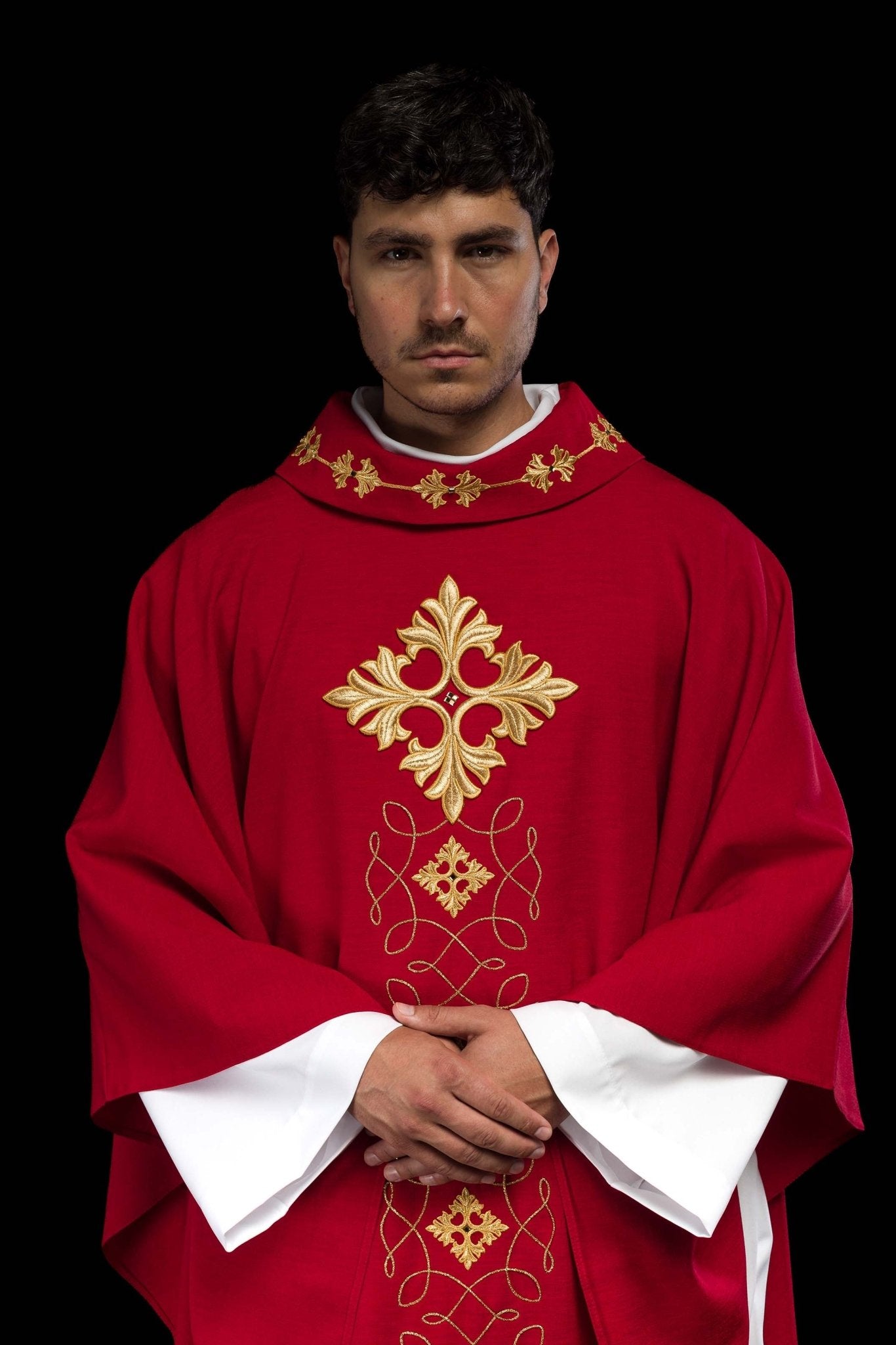 Chasuble embroidered with cord and stones LE/7018/02 - CHASUBLES.COM