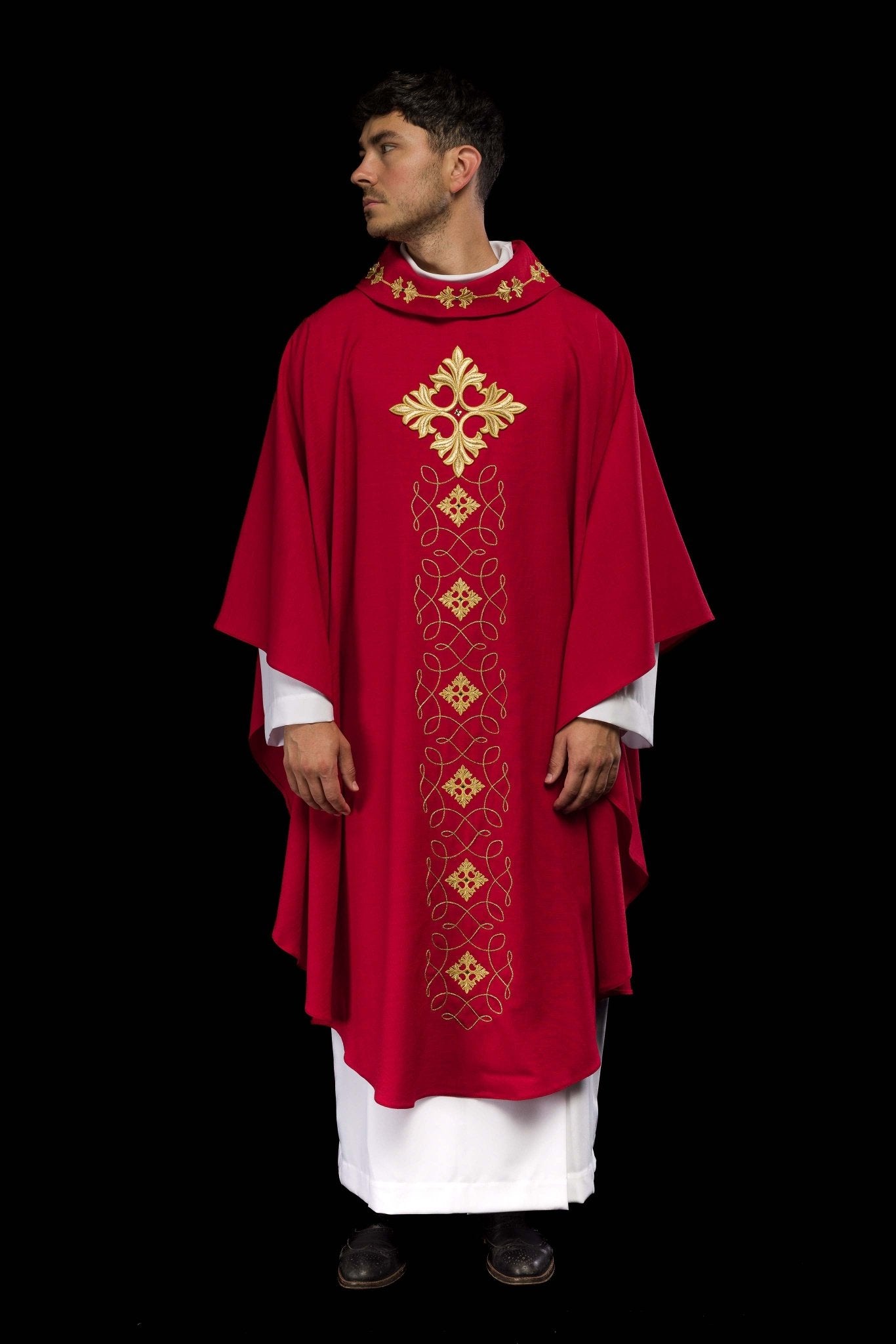 Chasuble embroidered with cord and stones LE/7018/02 - CHASUBLES.COM