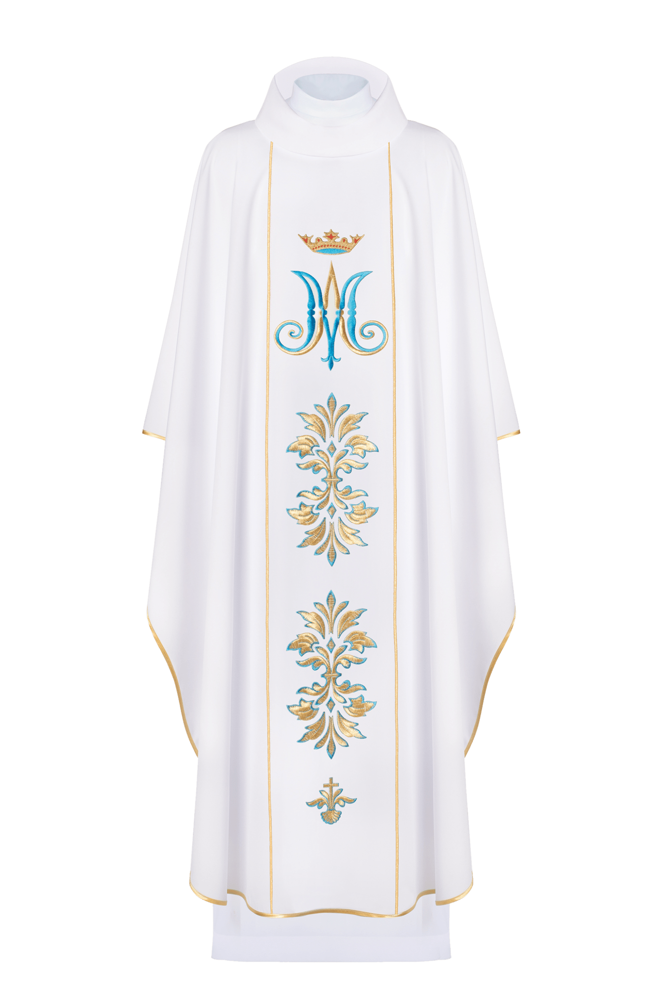 Chasuble embroidered with Mary motif in White KOR/061/04/01 BIAŁY - HAFTINAUSA.COM