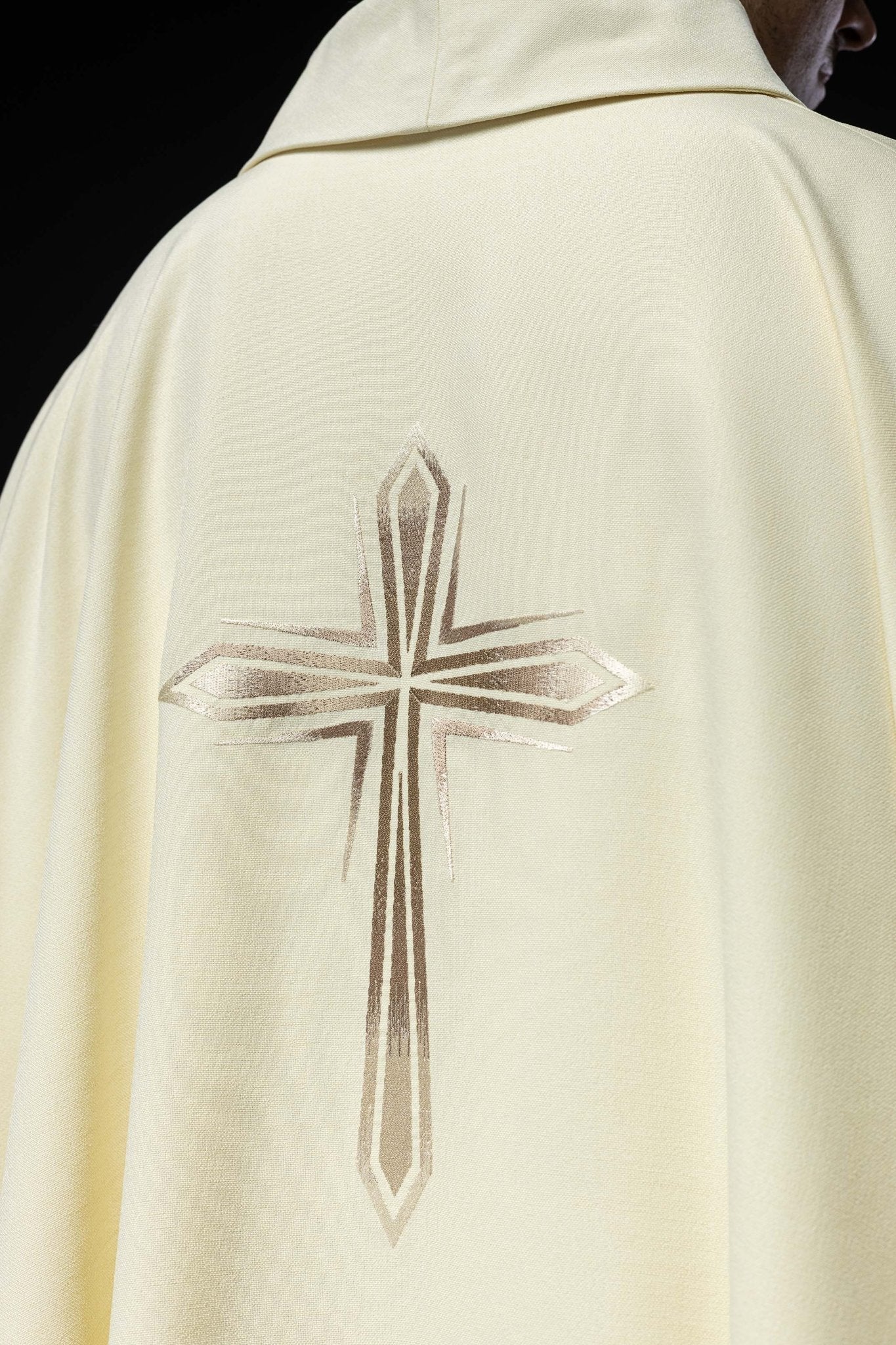 Chasuble embroidered with Purple Cross HA7034 - 05 ECRU - HAFTINAUSA.COM