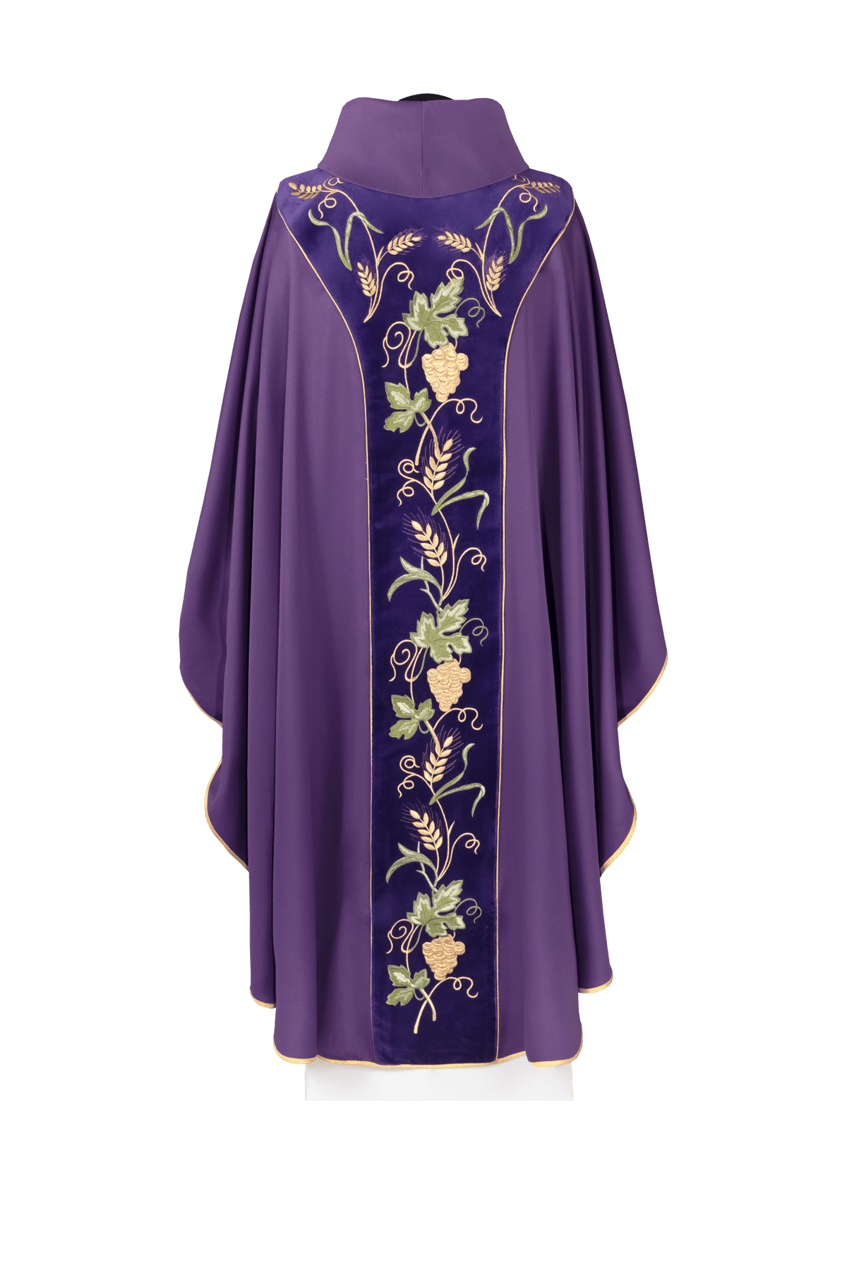 Chasuble with a purple velvet band and IHS embroidery KDT/7050/03/53/PA FIOLET - CHASUBLES.COM