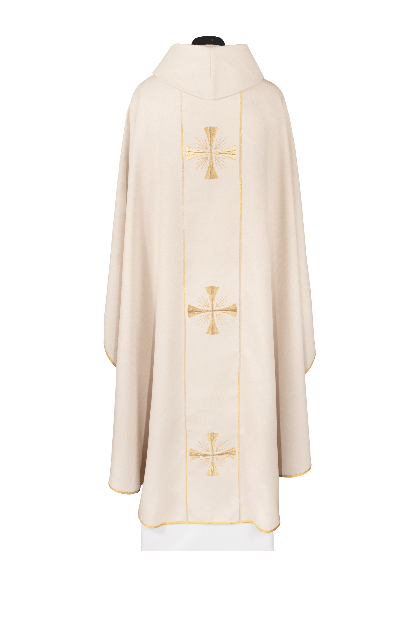 Chasuble with an ecru band and embroidered crosses KDT/7054/05/70 ECRU - CHASUBLES.COM