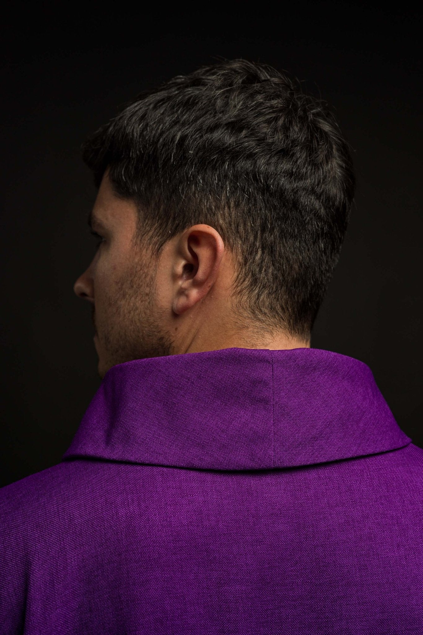 Chasuble with embroidered Crosses in purple HA7011-03 FIOLET - CHASUBLES.COM