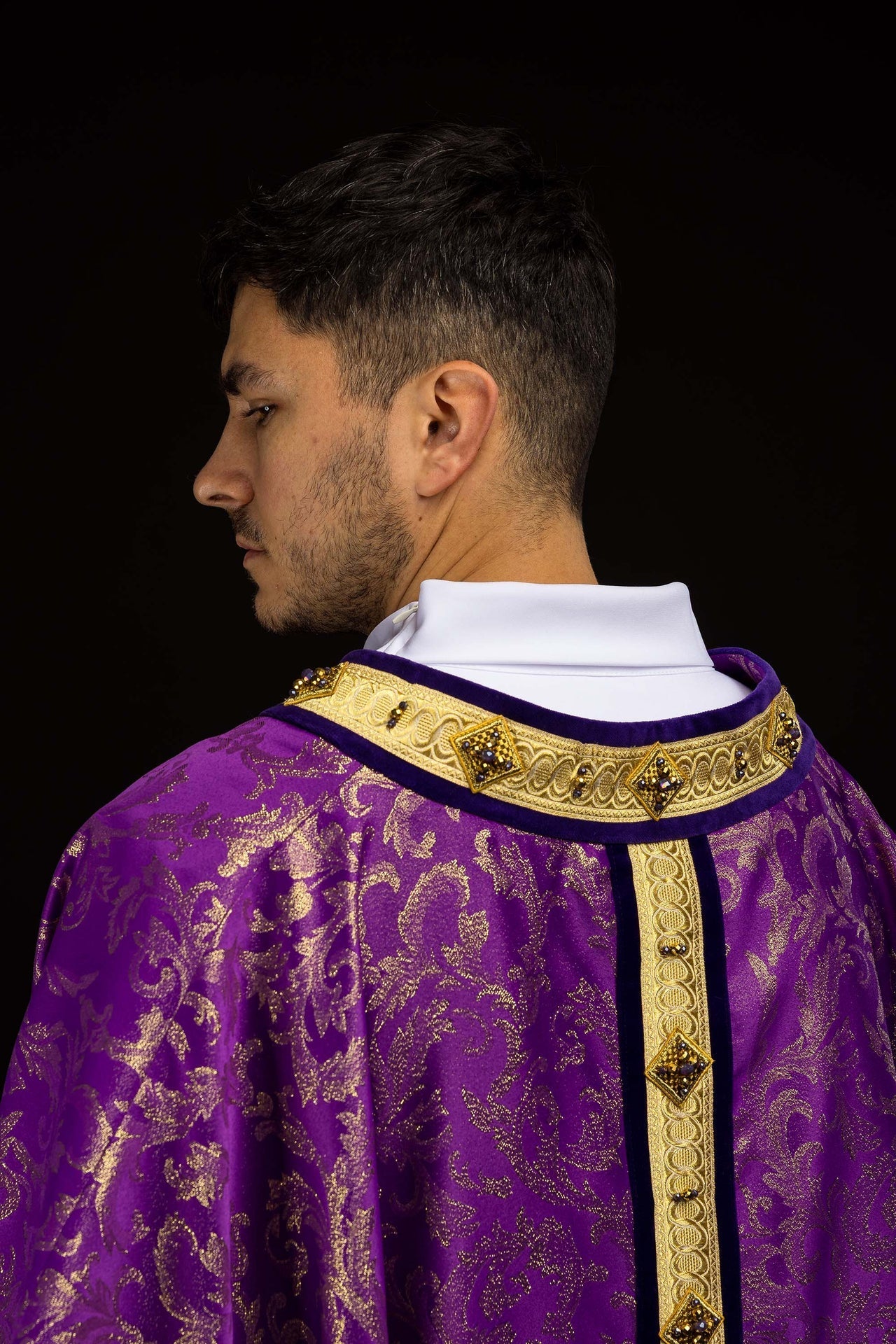 Chasuble with natural stones Handmade 7003 HM/7003/03/90 - CHASUBLES.COM
