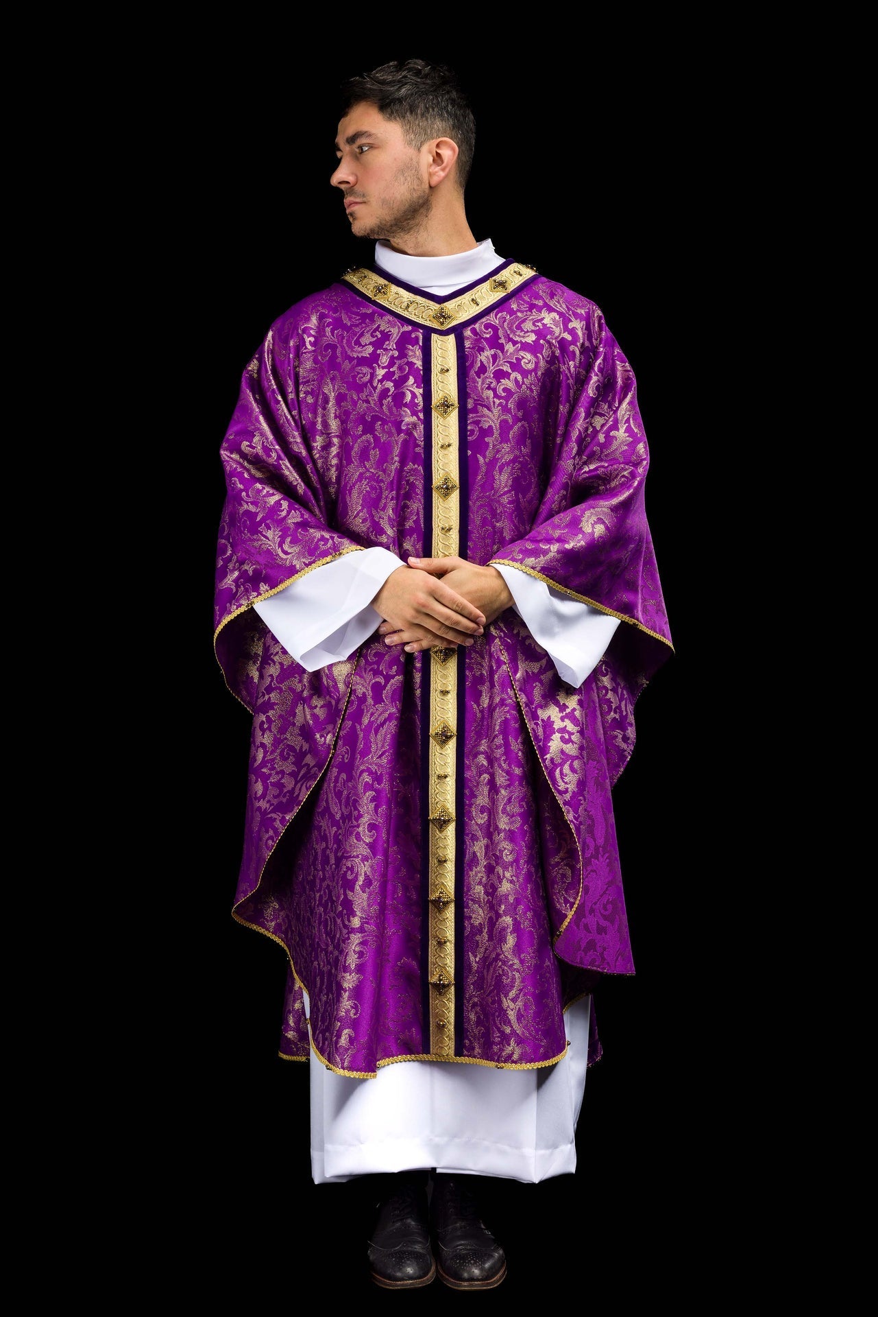 Chasuble with natural stones Handmade 7003 HM/7003/03/90 - CHASUBLES.COM
