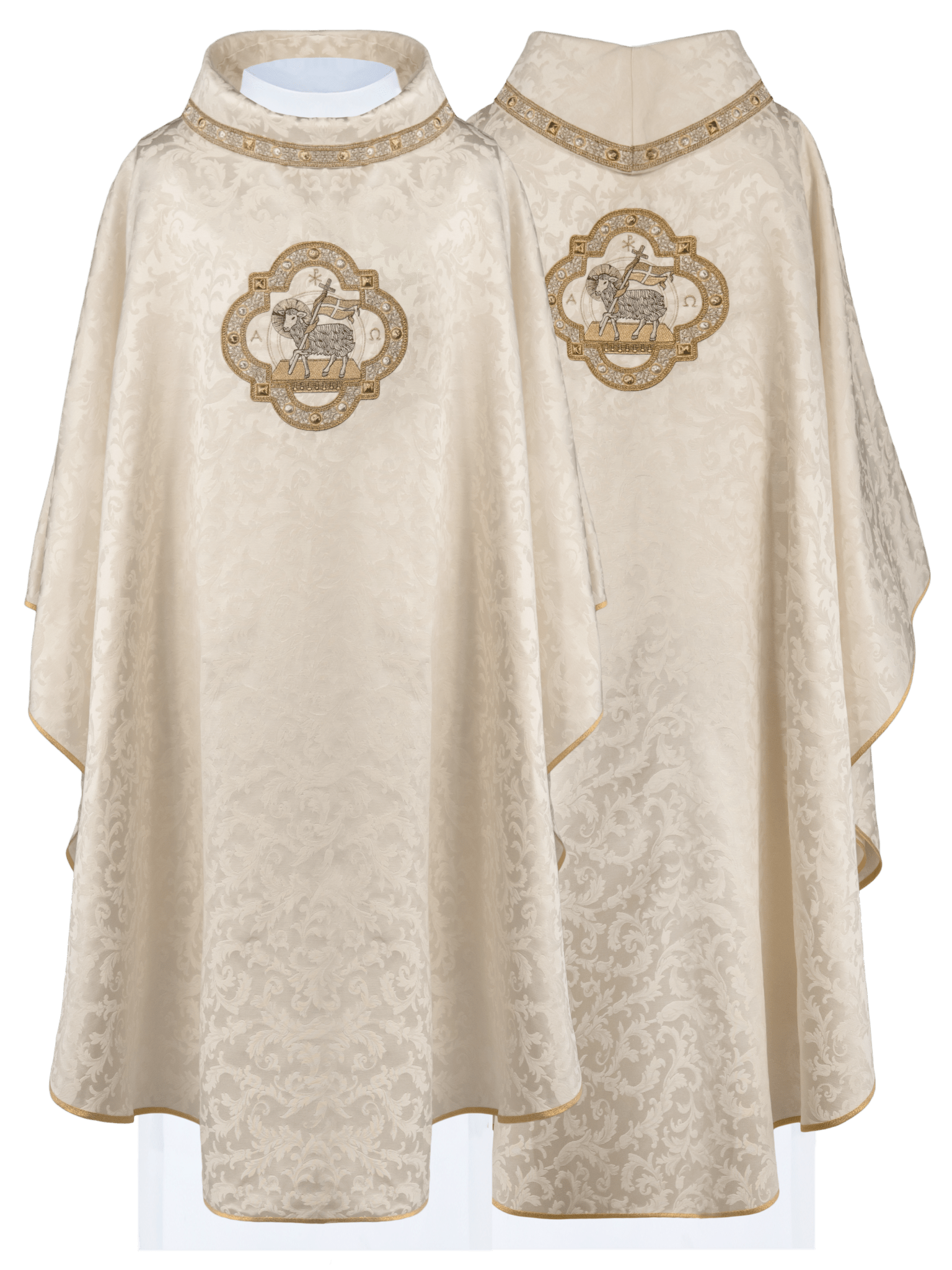 Chasuble with the Lamb of God for Easter made of decorative fabric S - 7072 - 05 - 88 - HAFTINAUSA.COM