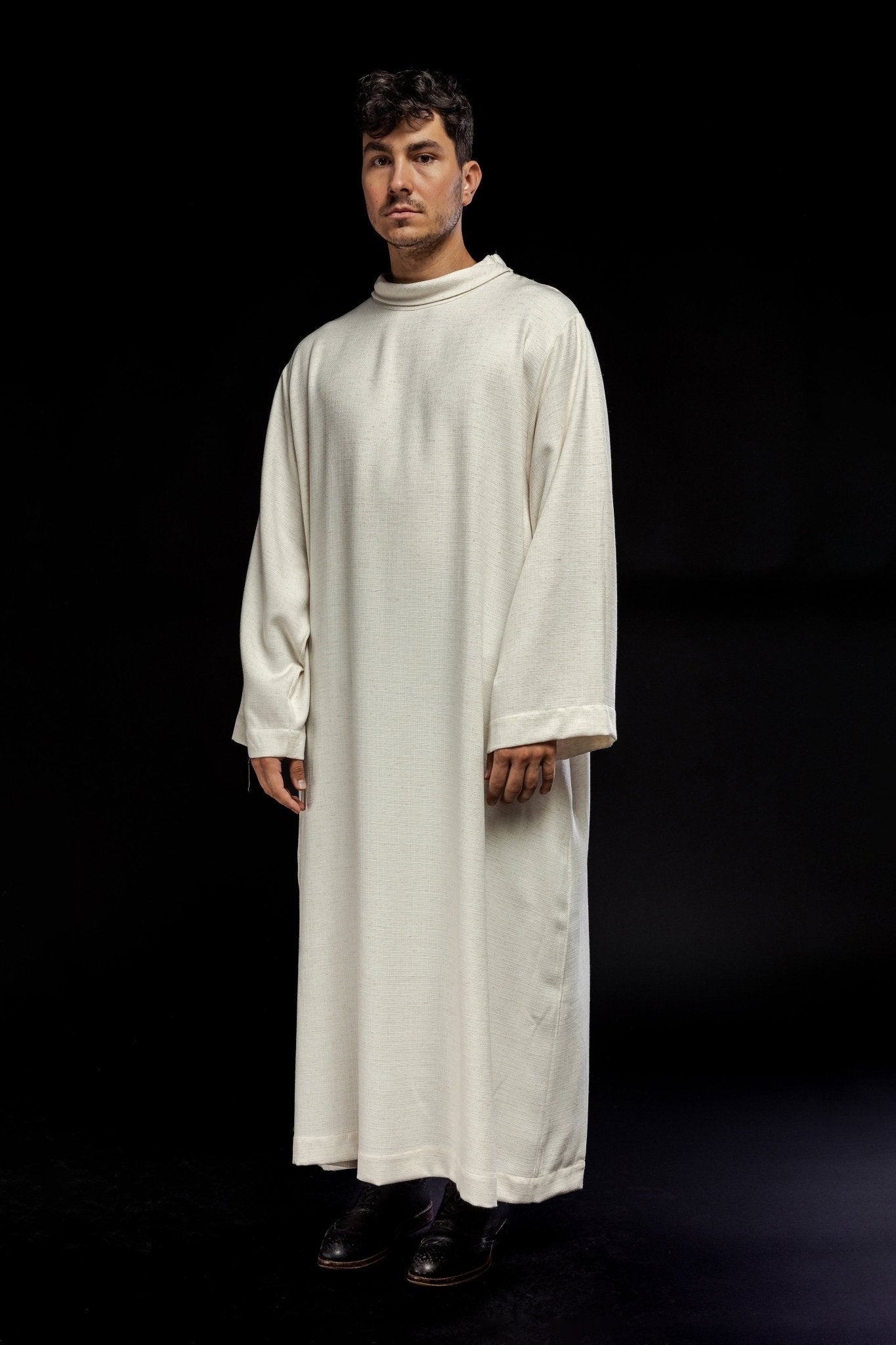 Clergy alb made of natural weaved fabric KAB/031/05/49 NATURAL 135cm/164cm - HAFTINAUSA.COM