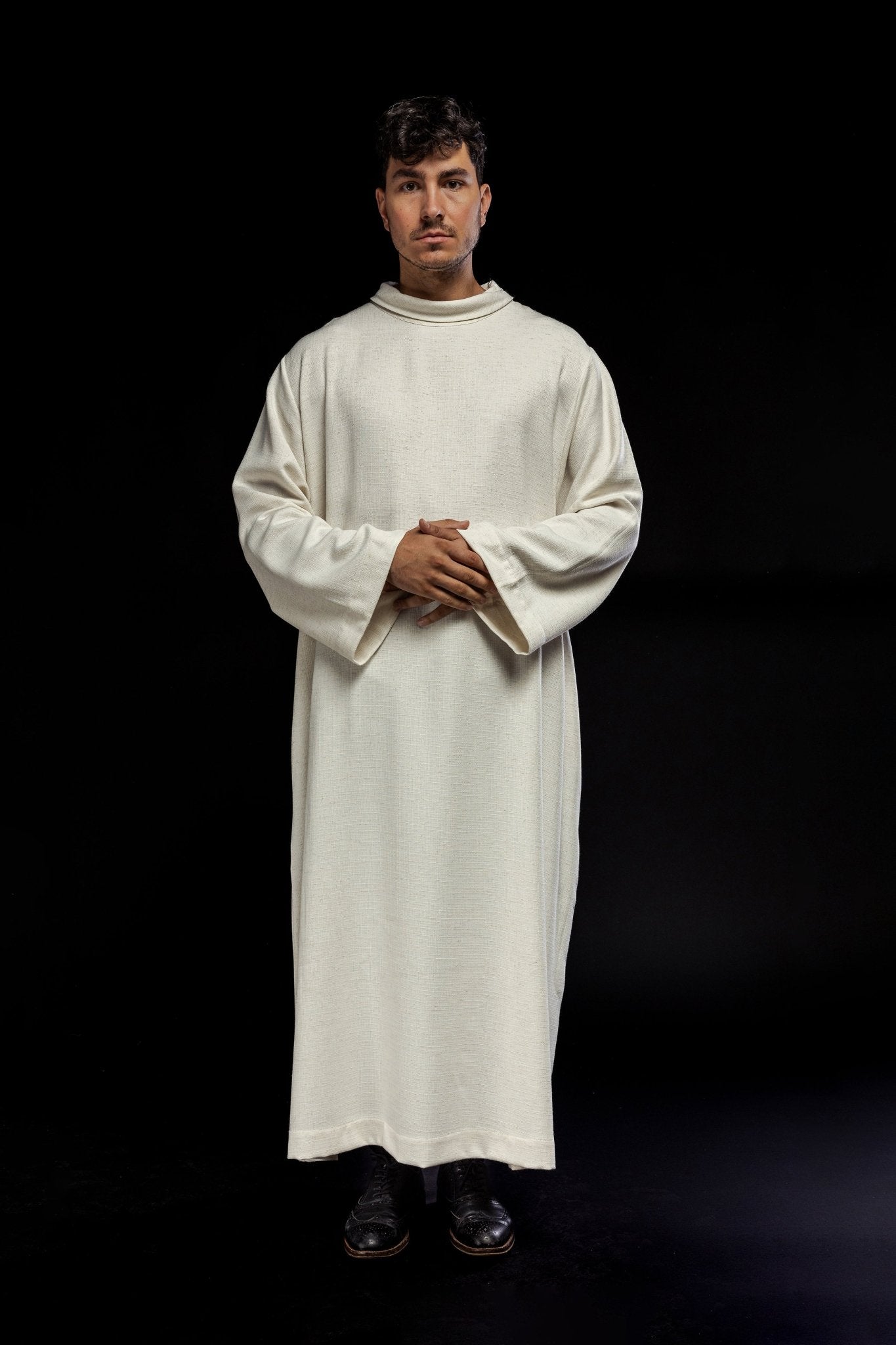Clergy alb made of natural weaved fabric KAB/031/05/49 NATURAL 135cm/164cm - HAFTINAUSA.COM