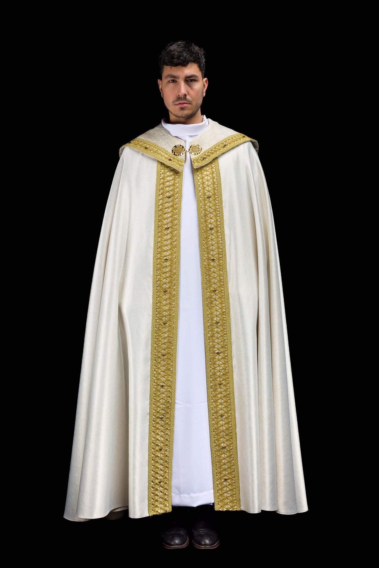 Cope with natural stones Handmade 3018 HM/3018/05/86 ECRU 145cm - CHASUBLES.COM