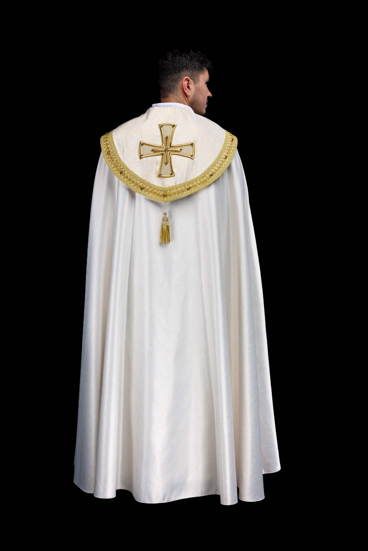 Cope with natural stones Handmade 3018 HM/3018/05/86 ECRU 145cm - CHASUBLES.COM