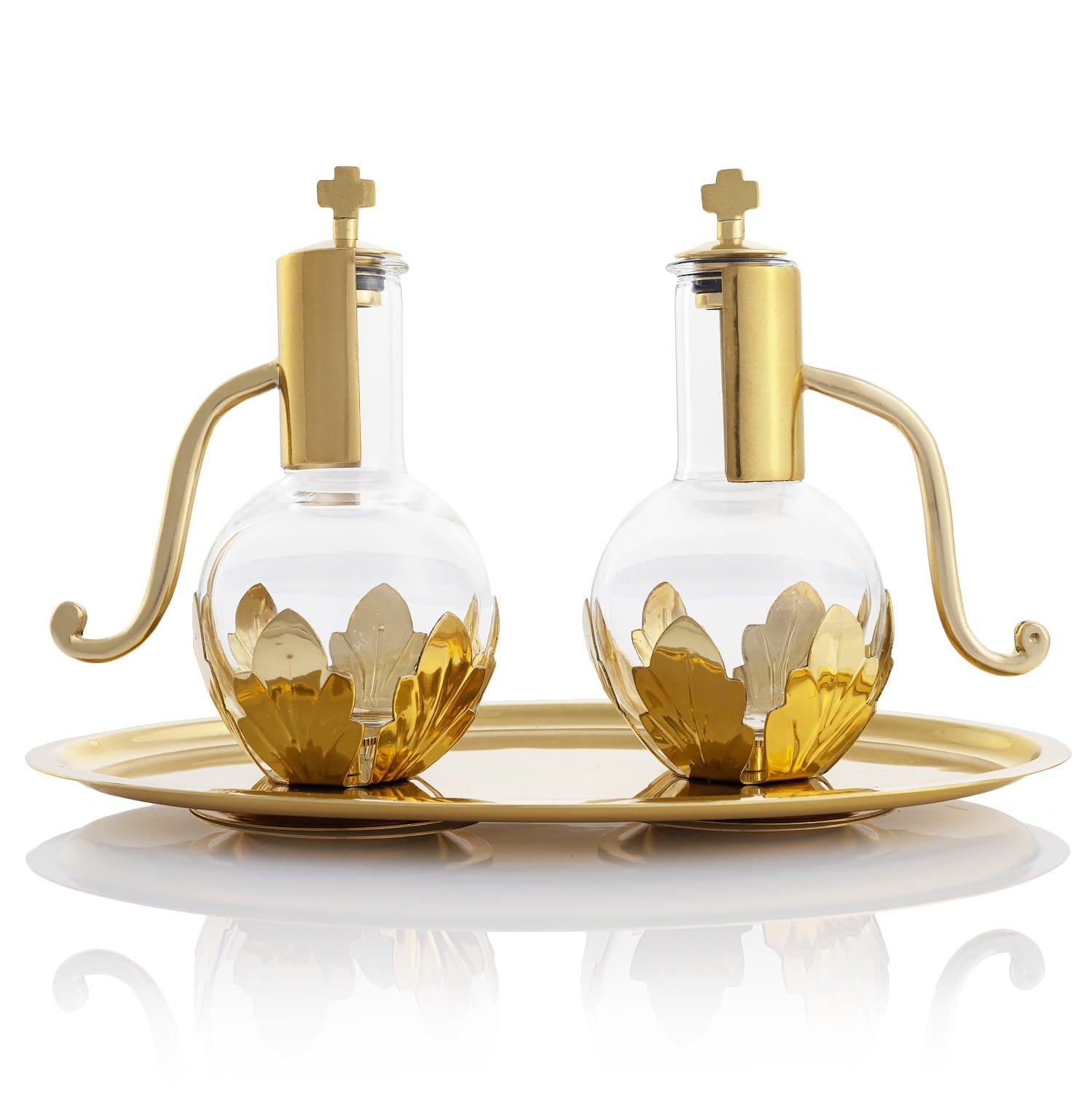Cruets for Wine and Water with Tray OS-1009 - CHASUBLES.COM