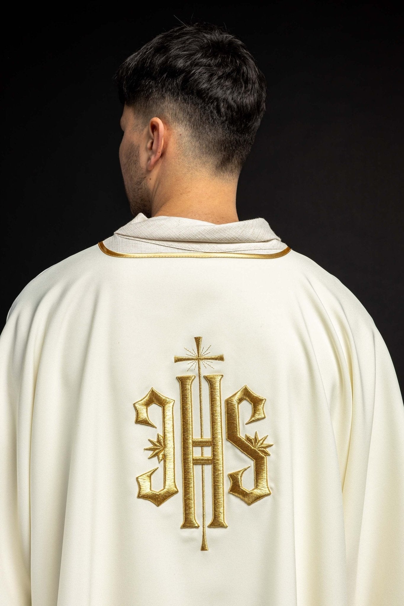 Dalmatic with Gold Embroidery IHS KDL/215/05/12/D - HAFTINAUSA.COM