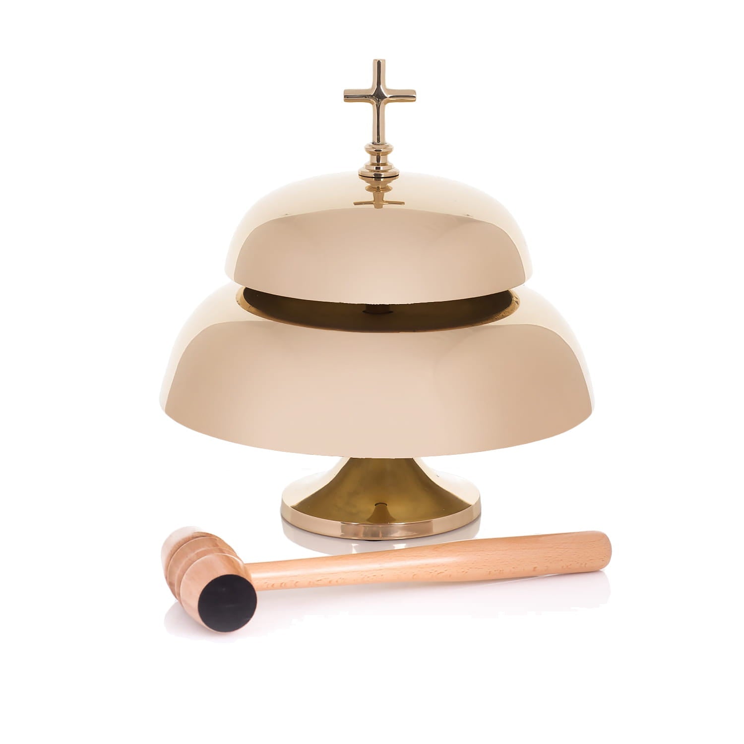Double Brass Gong – with Wooden Mallet – 13 in 786922 - CHASUBLES.COM