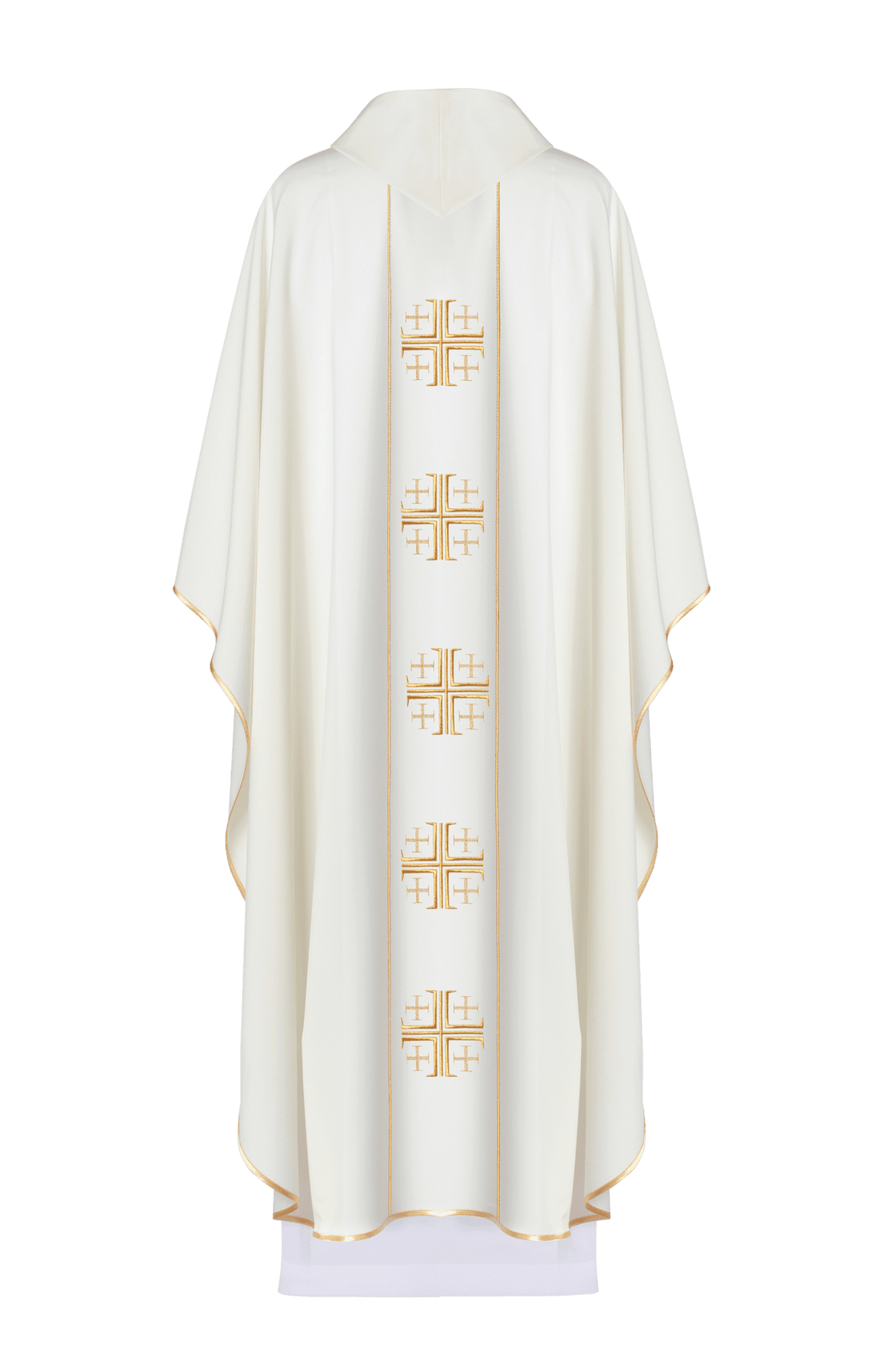 Ecru Chasuble with an Embroidered Panel of Jerusalem Crosses KOR/154/05/01 ECRU - CHASUBLES.COM