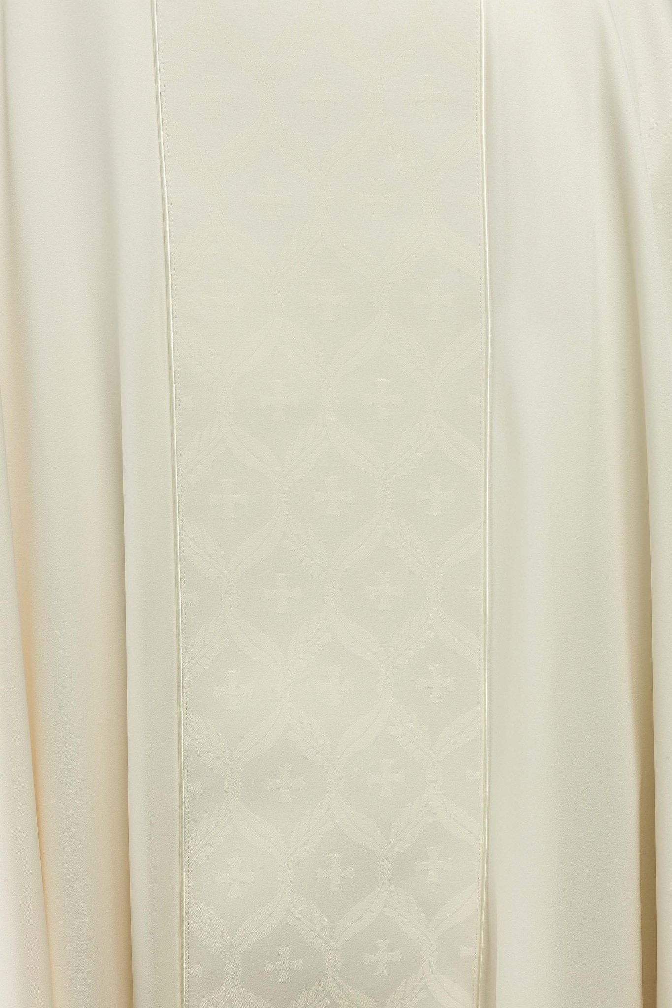 Ecru Chasuble with Jacquard Orphrey Featuring Cross Motifs KOR/402/05/53 - CHASUBLES.COM