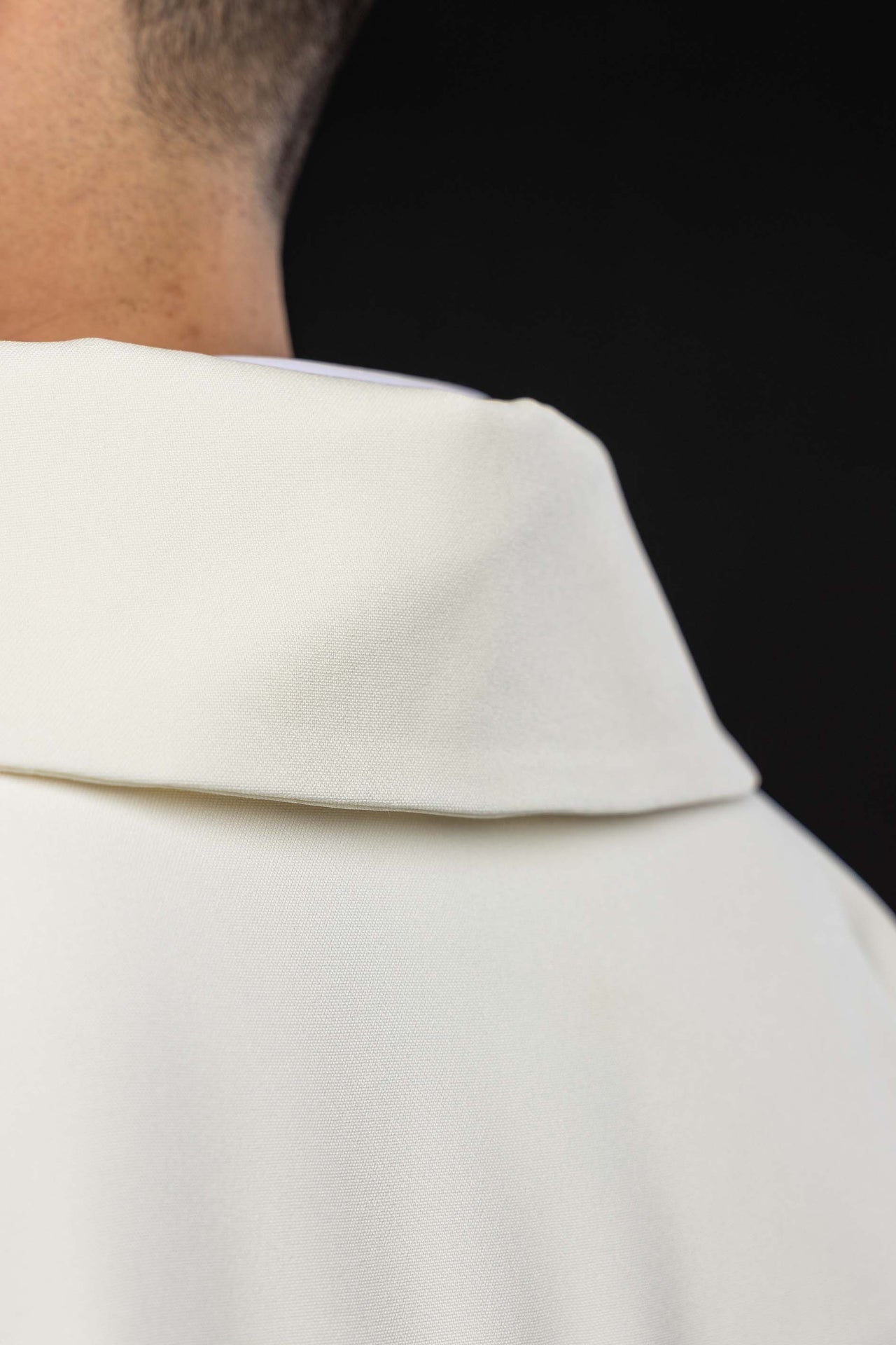 Ecru embroidered chasuble with an ornate cross and a wide collar KOK/003/05/12/KARO - CHASUBLES.COM