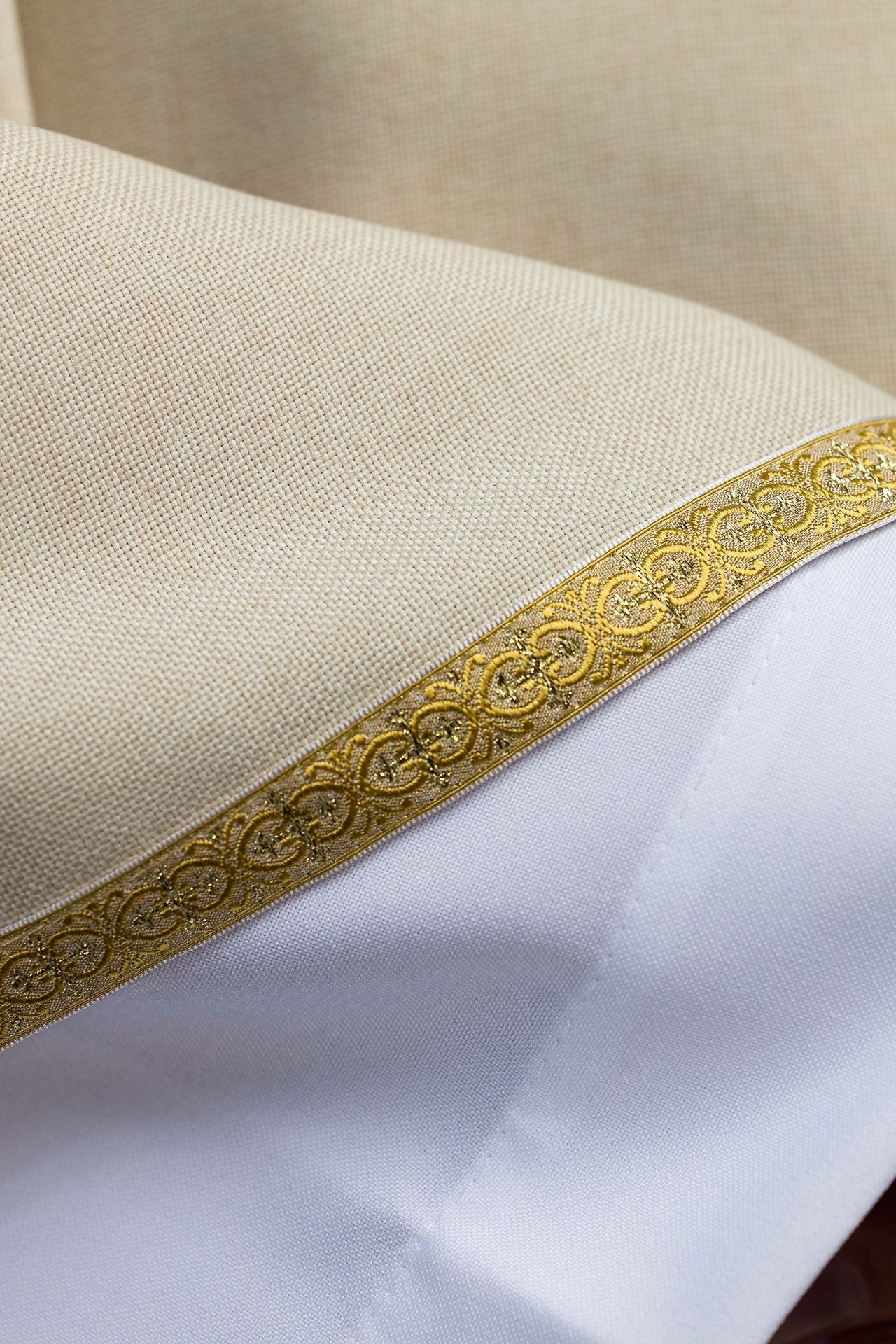Ecru Liturgical Chasuble with Golden IHS Embroidery KOA/001/05/70 - CHASUBLES.COM