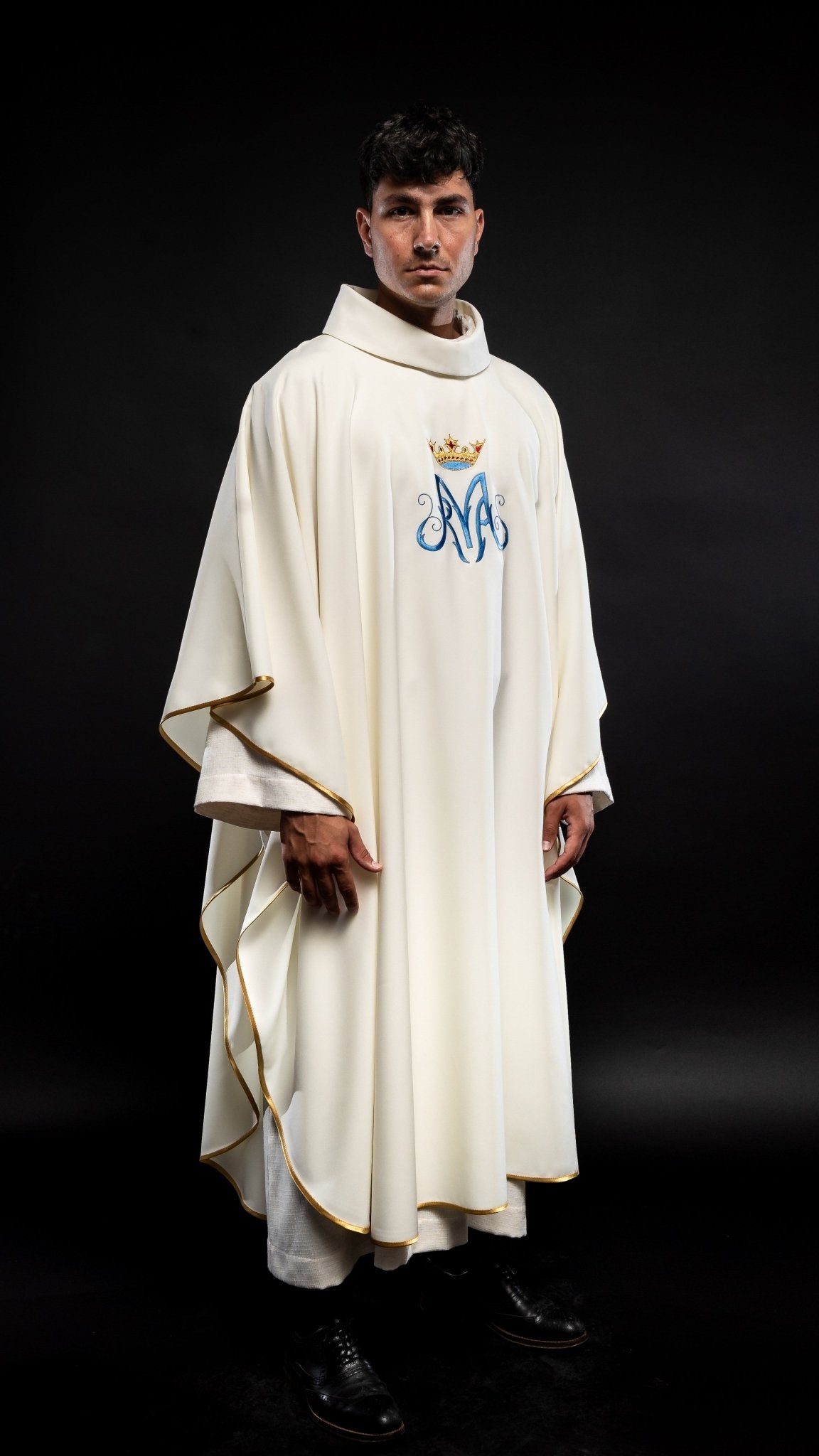 Ecru Liturgical Marian Chasuble KOR/127/05/12 ECRU - HAFTINAUSA.COM