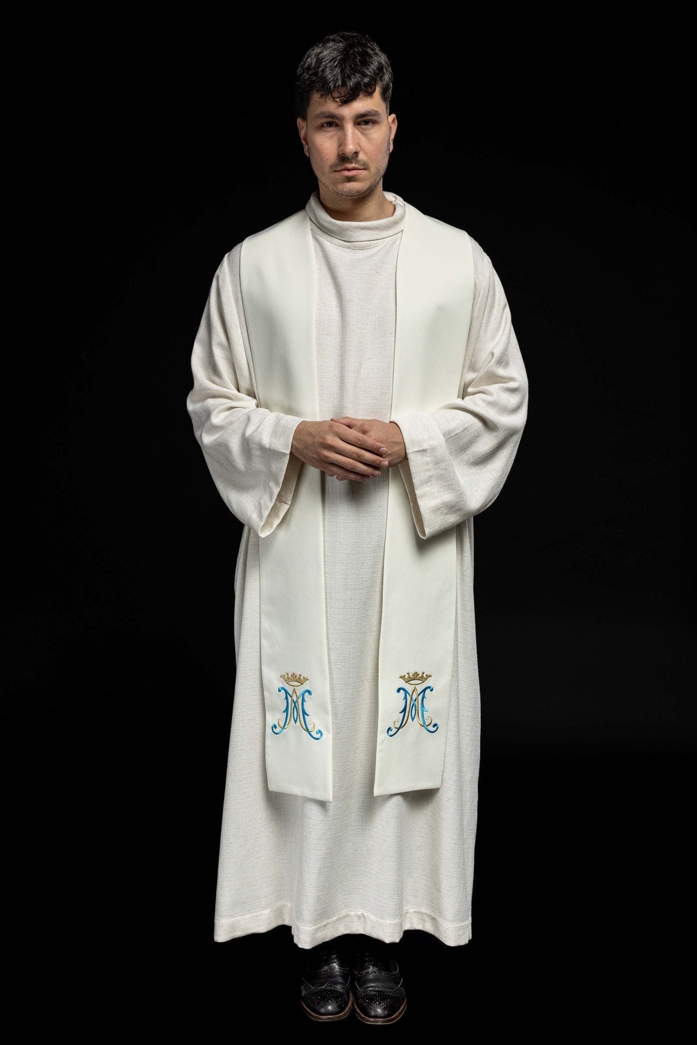 Ecru Marian priestly stole KST/061/05/01 ECRU - HAFTINAUSA.COM
