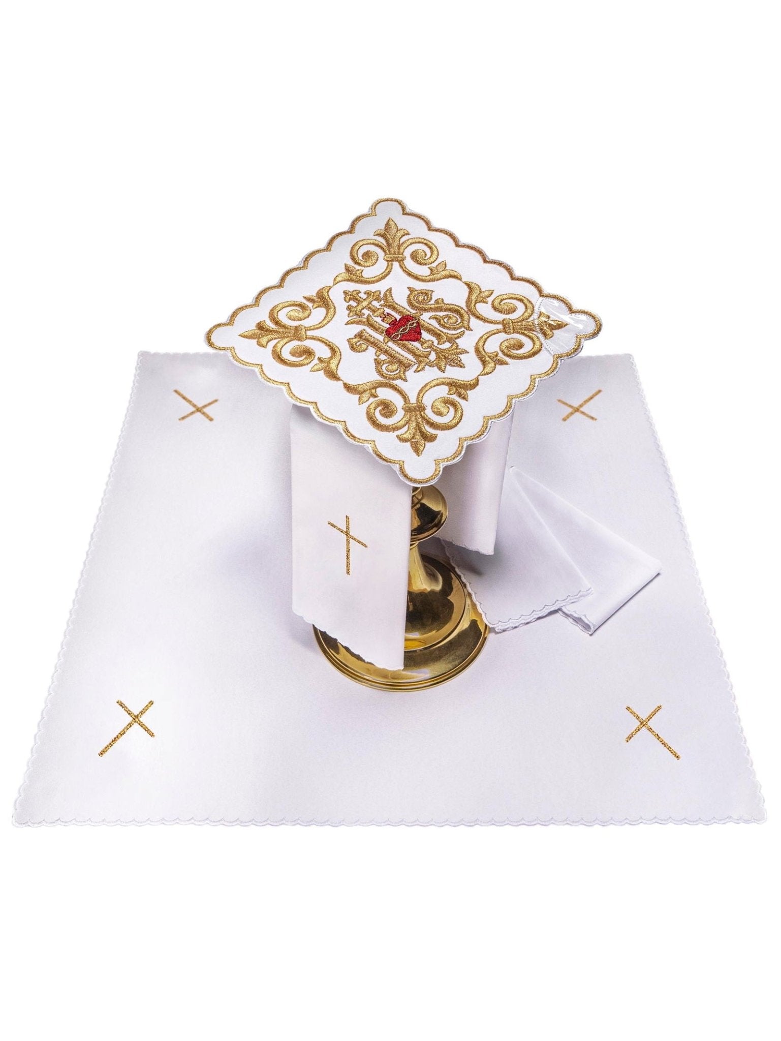 Elaborately Decorated Chalice Linens with IHS Embroidery KK/146 - HAFTINAUSA.COM