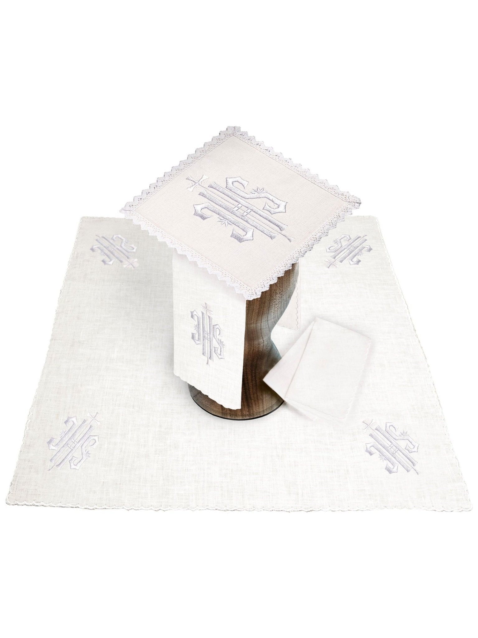 Embroidered altar linen IHS White KKL/29/C2 KKL/029/C2 - HAFTINAUSA.COM