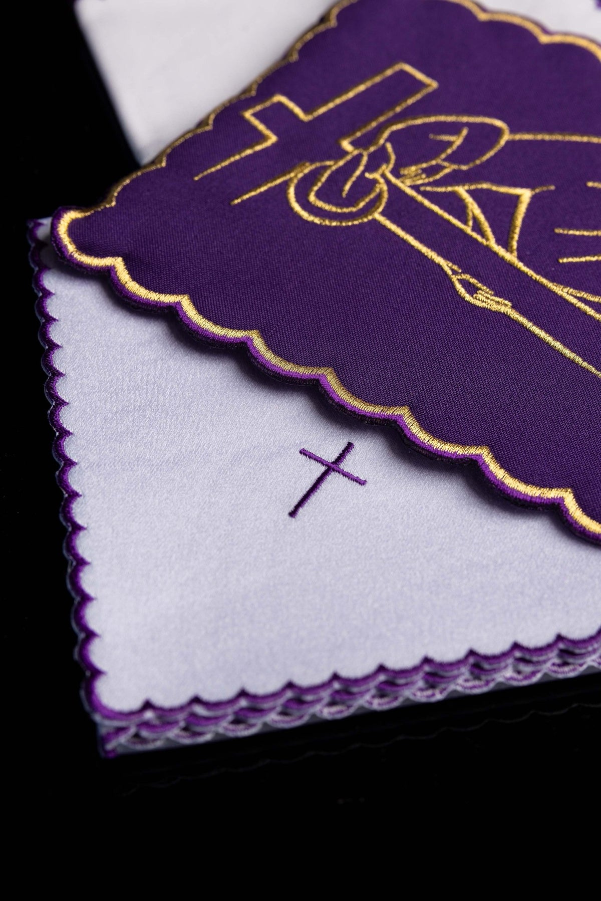 Embroidered chalice linens set Stations of the Cross KDT/5055/03/C1 - CHASUBLES.COM