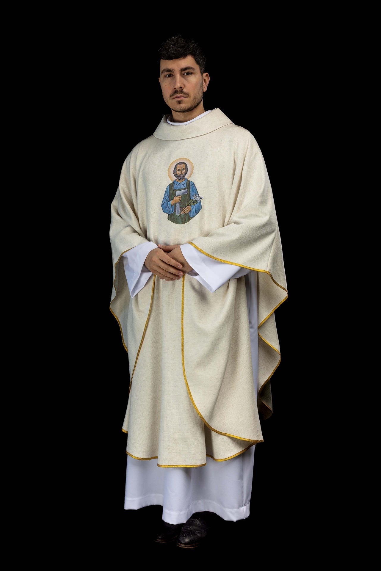 Embroidered chasuble with the image of Saint Joseph the Worker KOW2/034/05/49 - CHASUBLES.COM