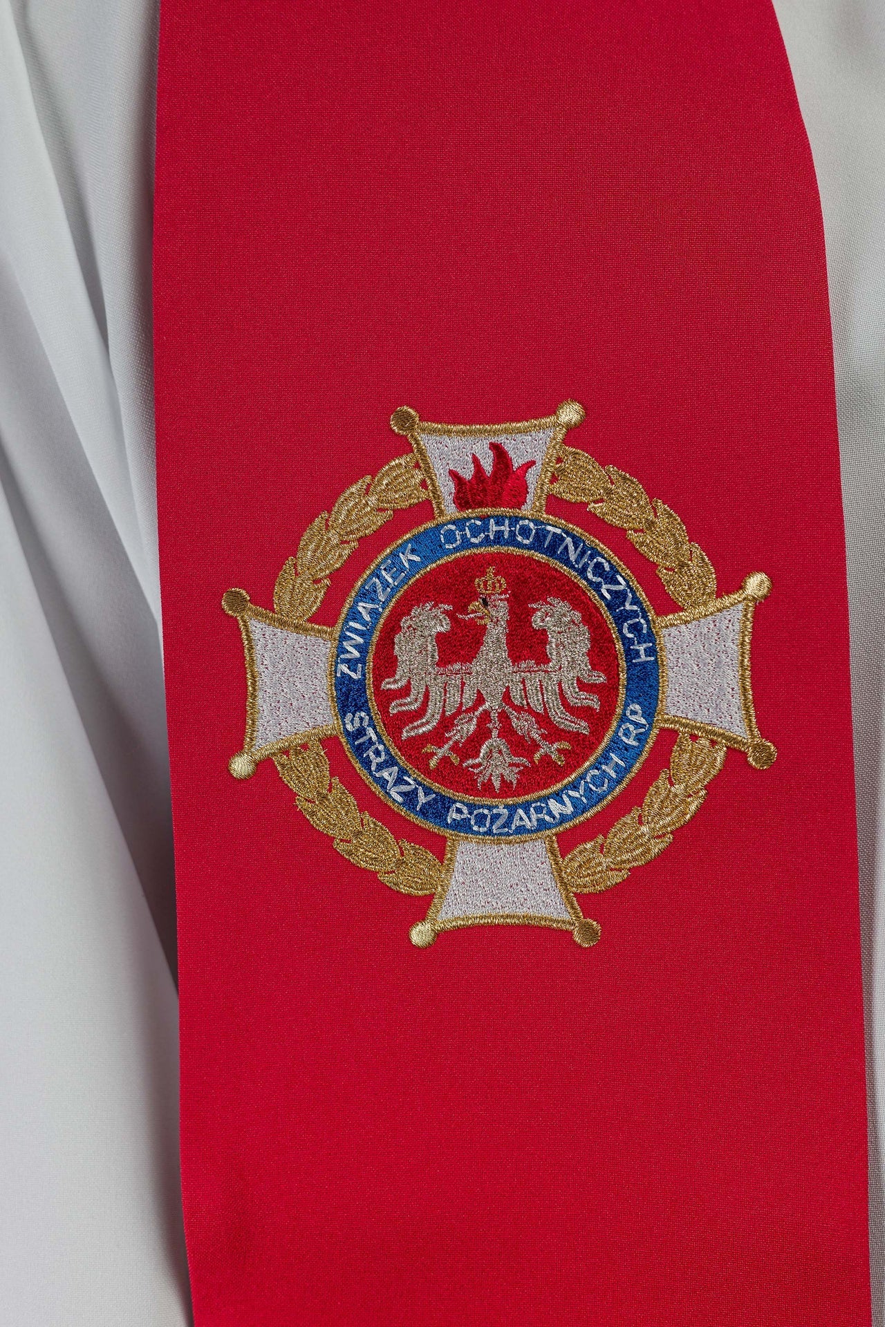 Embroidered Stole with an Image of Saint Florian KSW2/007/02/01 - CHASUBLES.COM