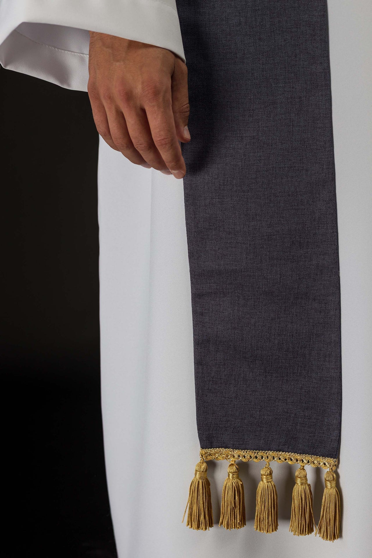 Embroidered Stole with IHS Motif in Purple S-2067-03-70 - CHASUBLES.COM