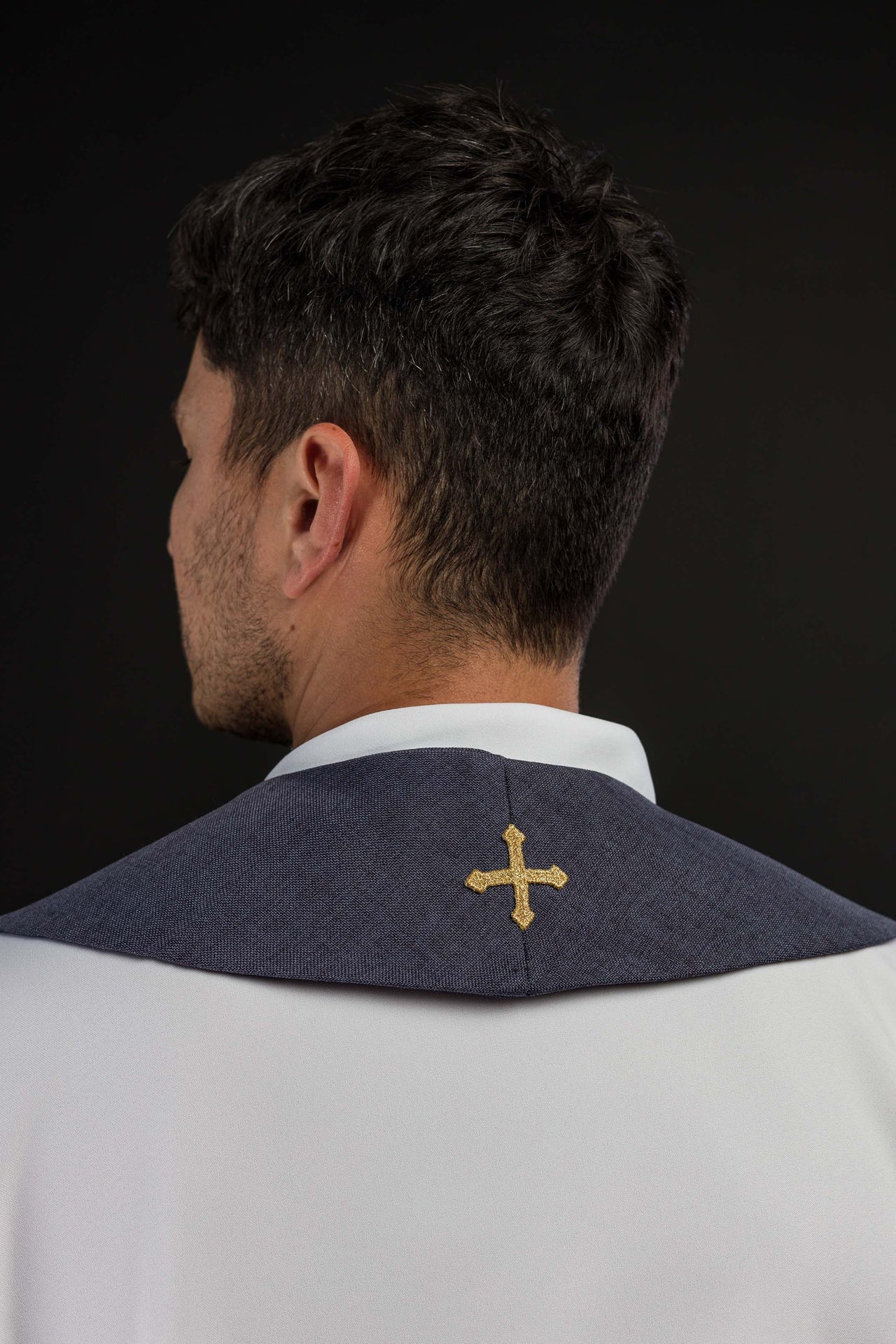 Embroidered Stole with IHS Motif in Purple S-2067-03-70 - CHASUBLES.COM