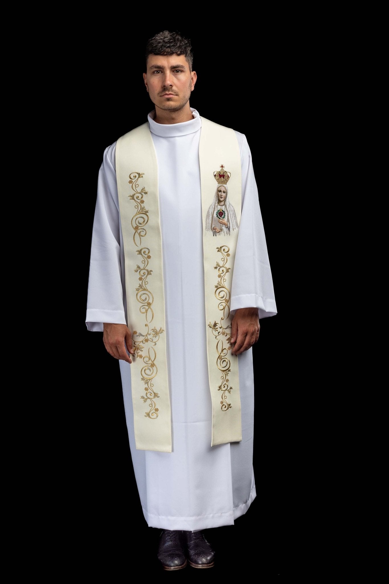 Embroidered stole with the image of Our Lady of Fatima KSW2/013/05/01 - CHASUBLES.COM