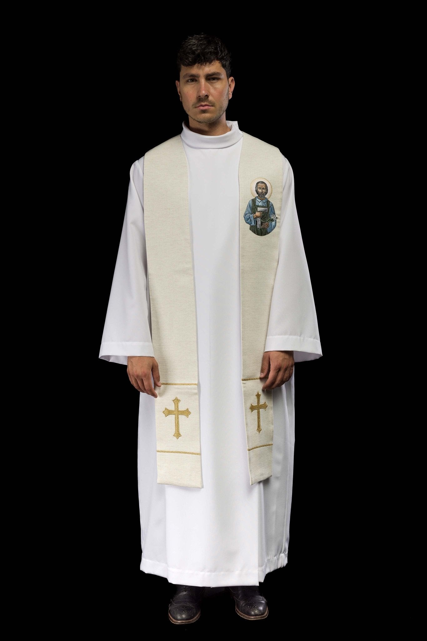 Embroidered stole with the image of Saint Joseph the Worker KSW2/011/05/49 - CHASUBLES.COM