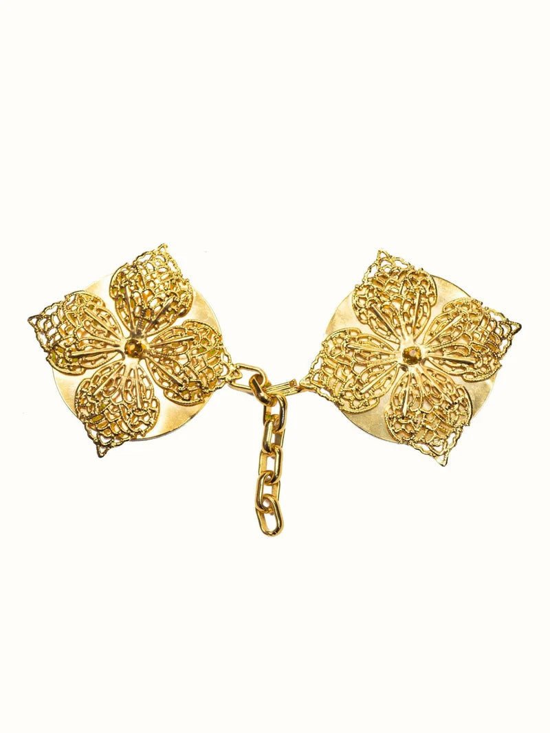 Golden clasp for cope and veil with an ornamental stone KZP/006 - CHASUBLES.COM