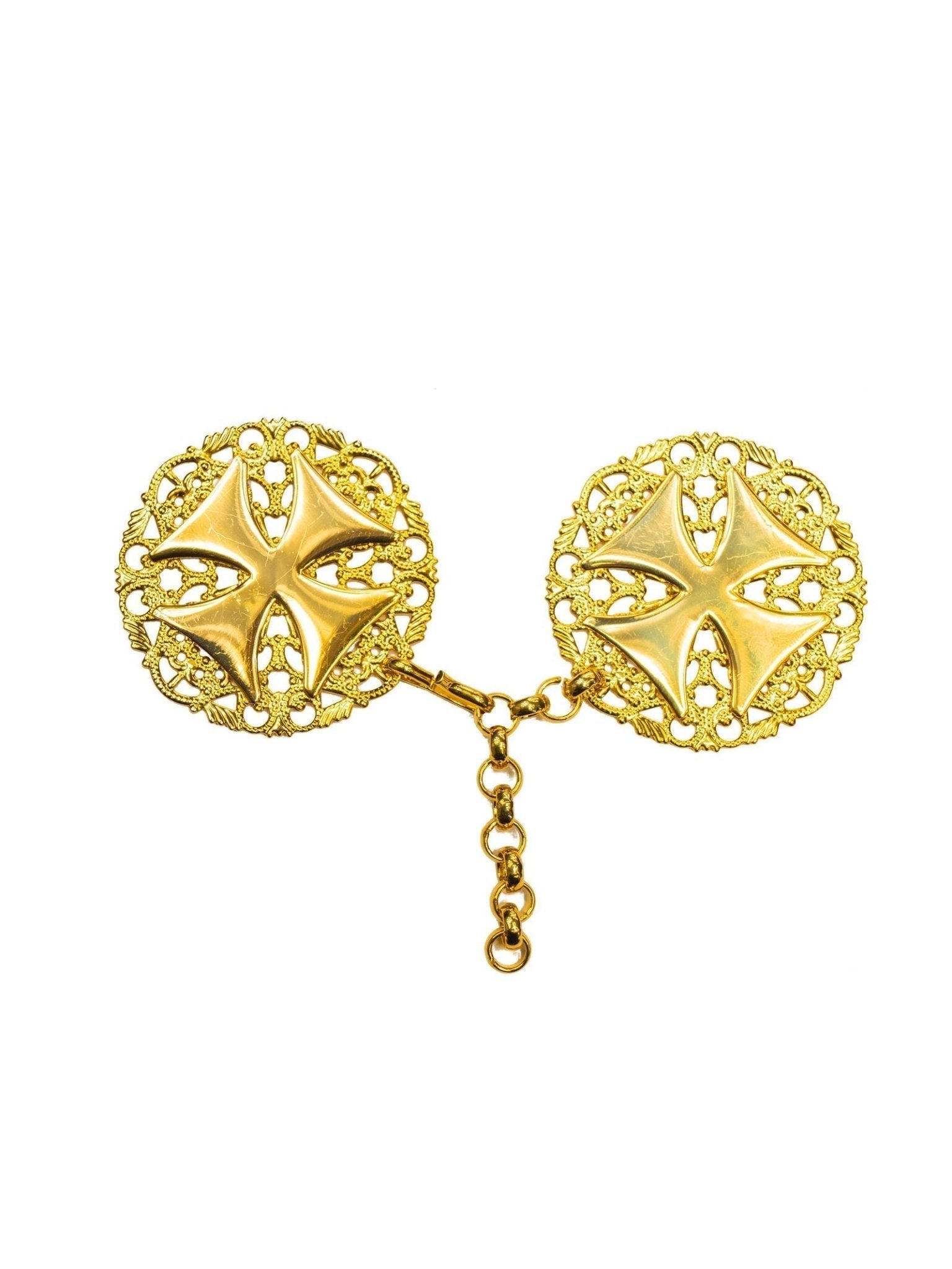 Golden clasp for liturgical vestments cross shape KZP/007 - HAFTINAUSA.COM