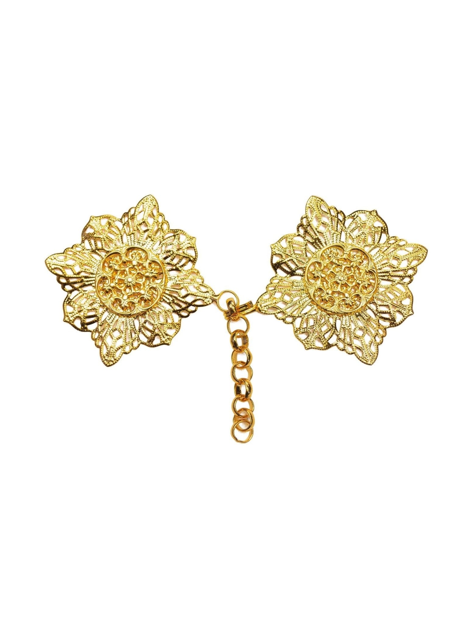 Golden clasp for liturgical vestments flower shape KZP/005 - HAFTINAUSA.COM