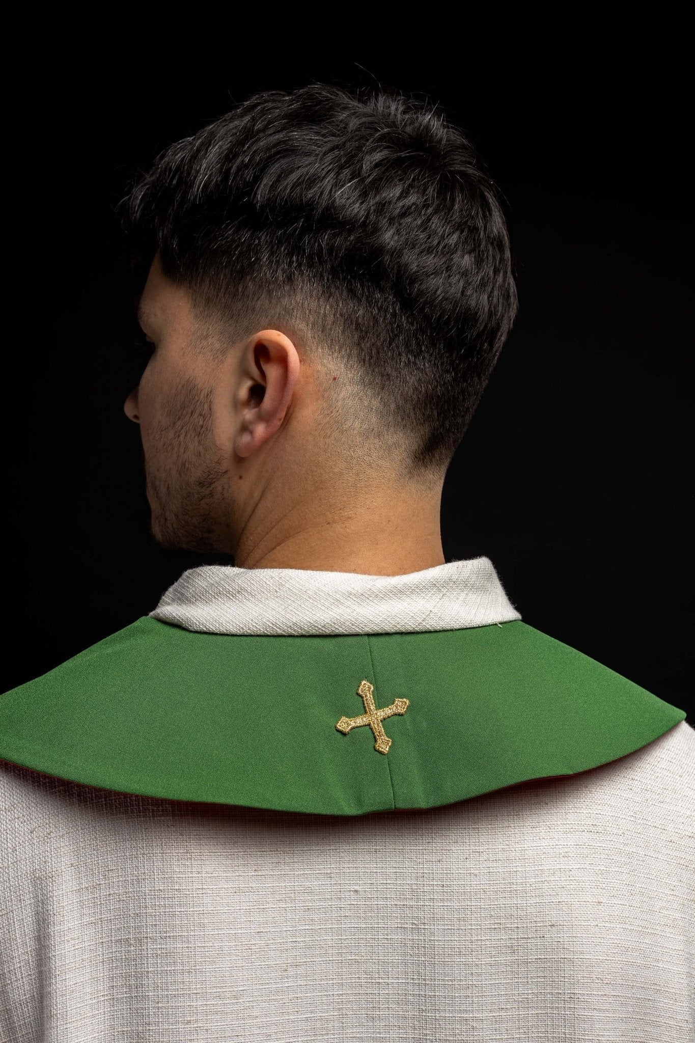Green and Red Jerusalem Cross embroidered priestly stole KST/046/01 - 02/01 - HAFTINAUSA.COM