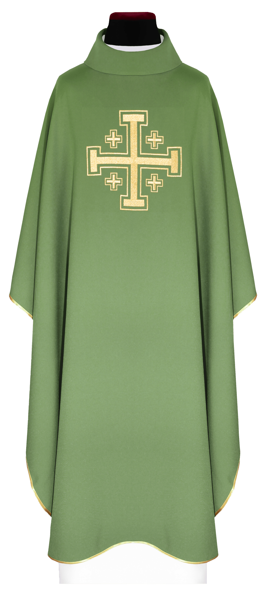 Green chasuble embroidered with a cross motif KDT/7146/01/12 - CHASUBLES.COM