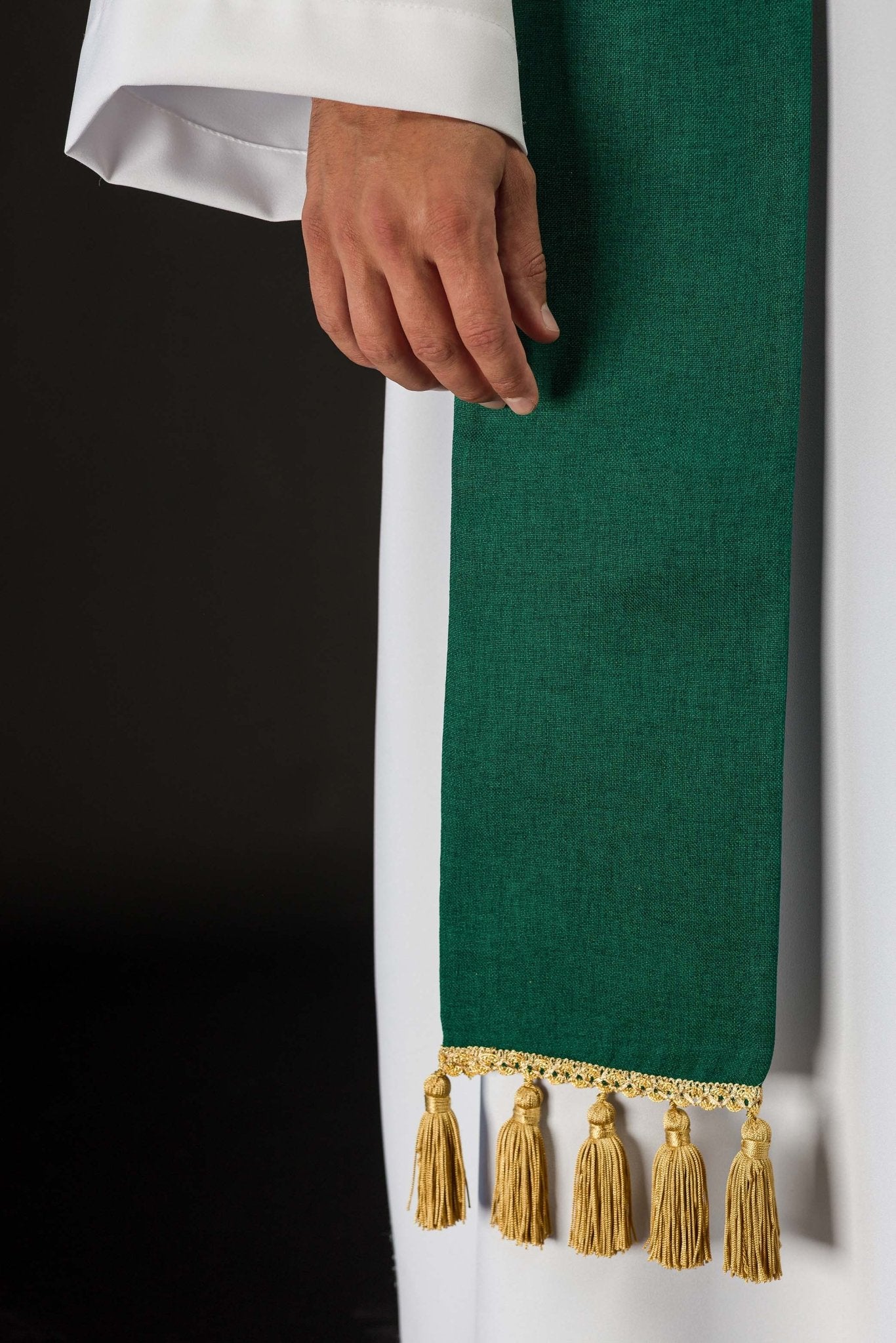 Green embroidered stole with IHS motif S-2067-01-70 - CHASUBLES.COM