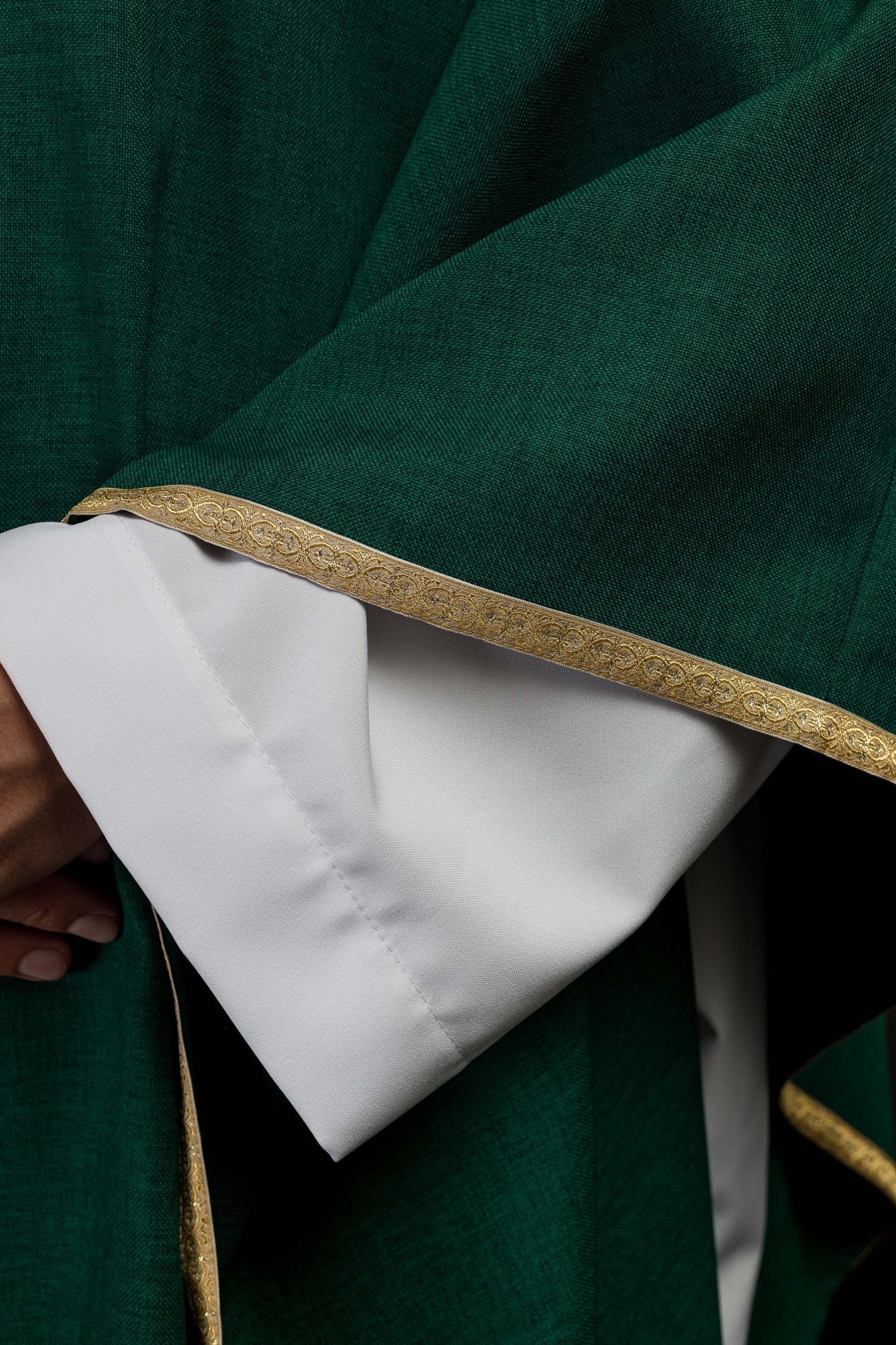 Green Liturgical Chasuble with Gold IHS Embroidery KOA/001/01/70 - CHASUBLES.COM